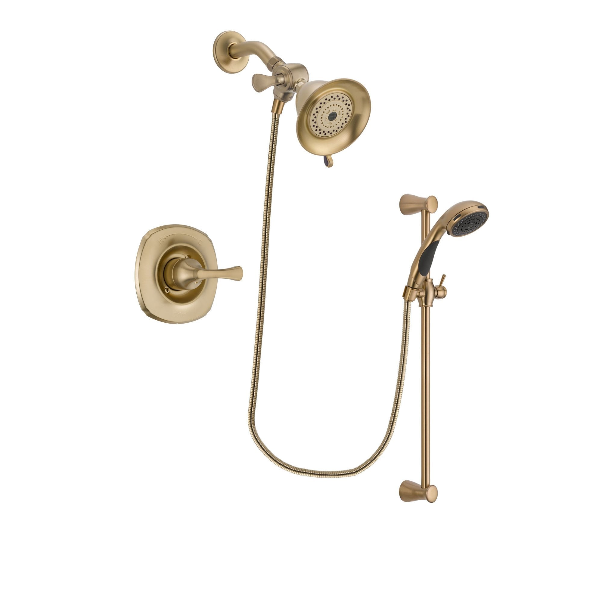 Delta Addison Champagne Bronze Shower Faucet System - Water Efficient Shower Head & Handheld Sprayer with Slide Bar - DSP3434V - Perfect for Bathroom Renovation & Modern Home Upgrade