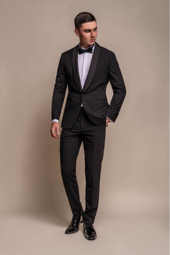 Cavani Aspen Men's Black 2 Piece Suit | Slim Fit Business Suit for Weddings, Interviews & Formal Events