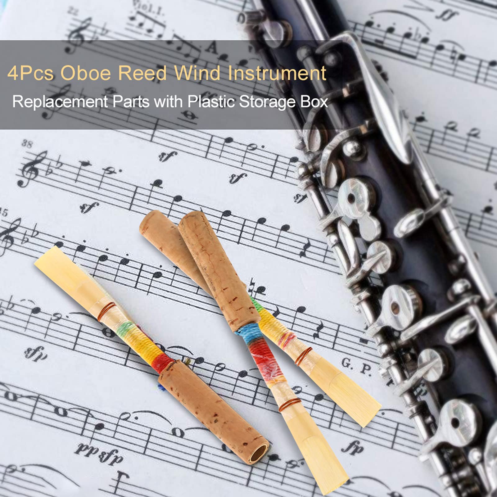 4Pcs Medium Soft Oboe Reeds - Synthetic Student Reeds for Wind Instruments with Plastic Storage Case - Perfect for Beginners & Practice Sessions