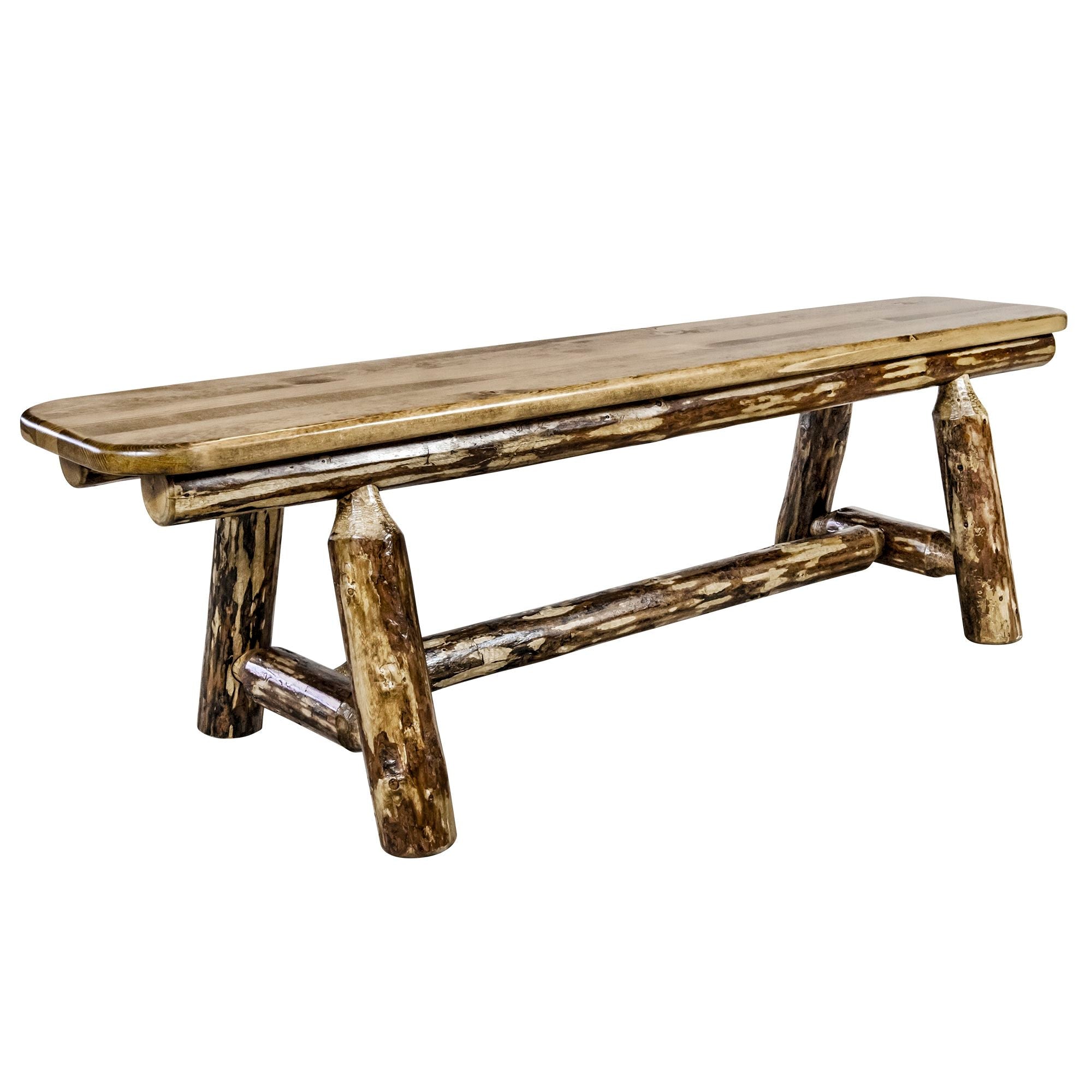 5 Foot Glacier Country Plank Style Bench - Rustic Wooden Outdoor Bench for Patio, Garden, or Porch - Perfect for Relaxing and Entertaining Guests