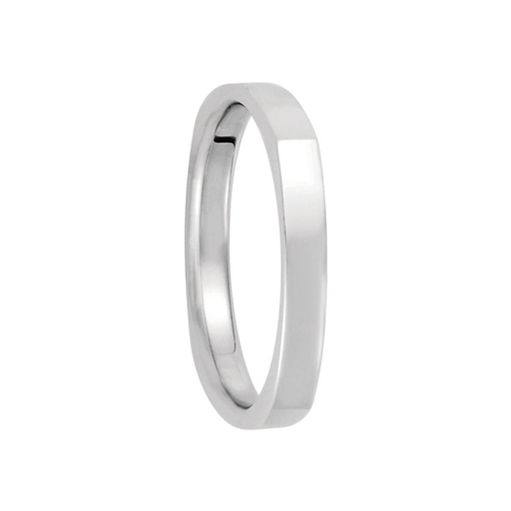 14k White Gold 2.5mm Comfort Fit Square Band - Wedding & Anniversary Jewelry