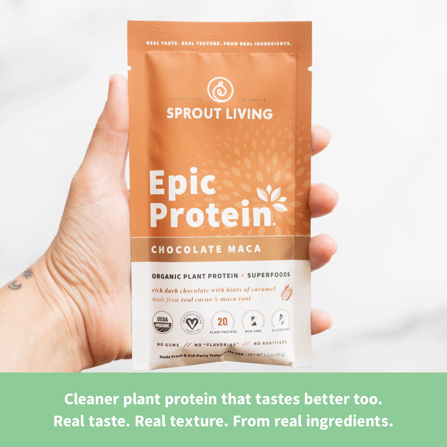 Sprout Living Epic Protein Bundle - Chocolate Maca & Vanilla Lucuma (20g Organic Plant-Based Vegan Protein Powder, Gluten Free, Superfoods) | 2lb, 24 Servings for Smoothies, Baking & Post-Workout Recovery