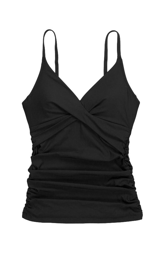 Black Underwire Tankini Swimwear - Adjustable Straps & Floating Cups for Comfort & Support - Perfect for Beach, Pool & Vacation