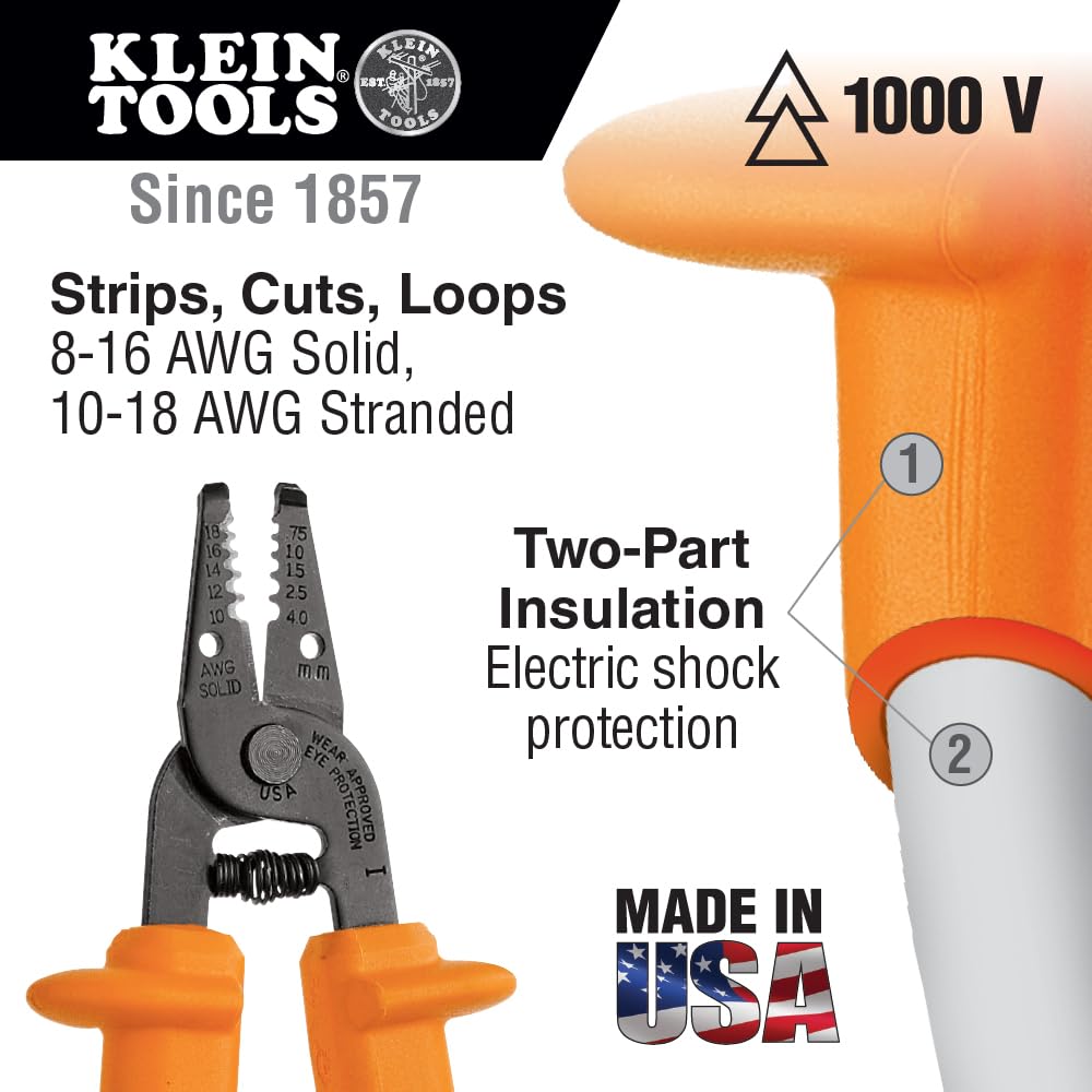 Klein Tools 33526 8-Piece Basic Insulated Tool Kit - 1000V Electrical Safety, Includes 3 Pliers, 3 Screwdrivers, Cable Cutter & Wire Stripper - Perfect for Electricians, DIY Home Repairs & Professional Wiring Projects