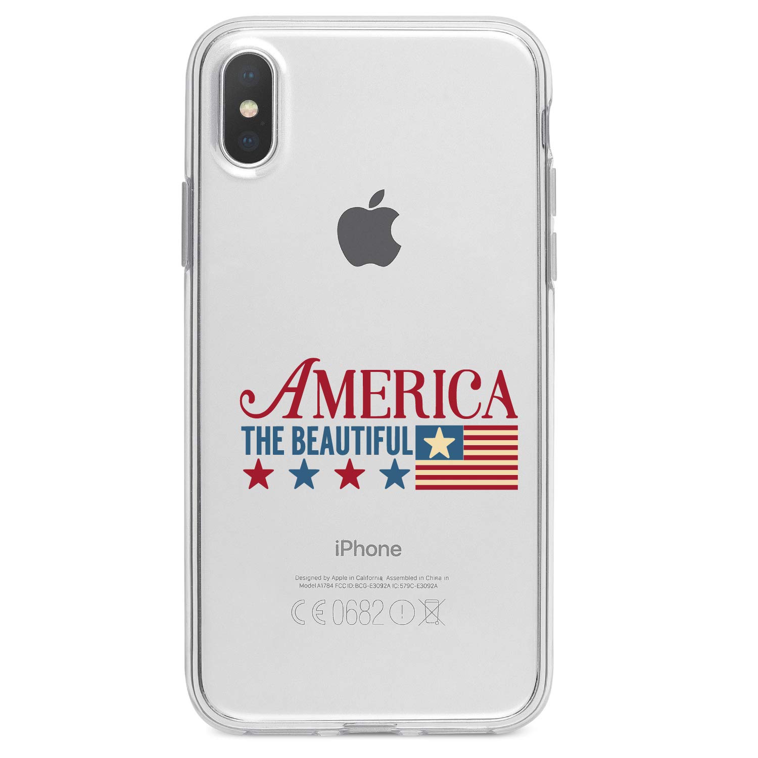DistinctInk Clear Shockproof Hybrid Case for iPhone Xs MAX (6.5 Inch) - TPU Bumper with Acrylic Back & Tempered Glass Screen Protector - American Flag Design - Perfect for Outdoor Adventures, Travel, and Daily Protection