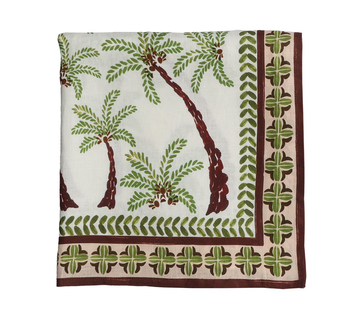Elegant Oasis Tablecloth in Ivory, Green & Brown - Perfect for Dining Room, Wedding, and Party Decor