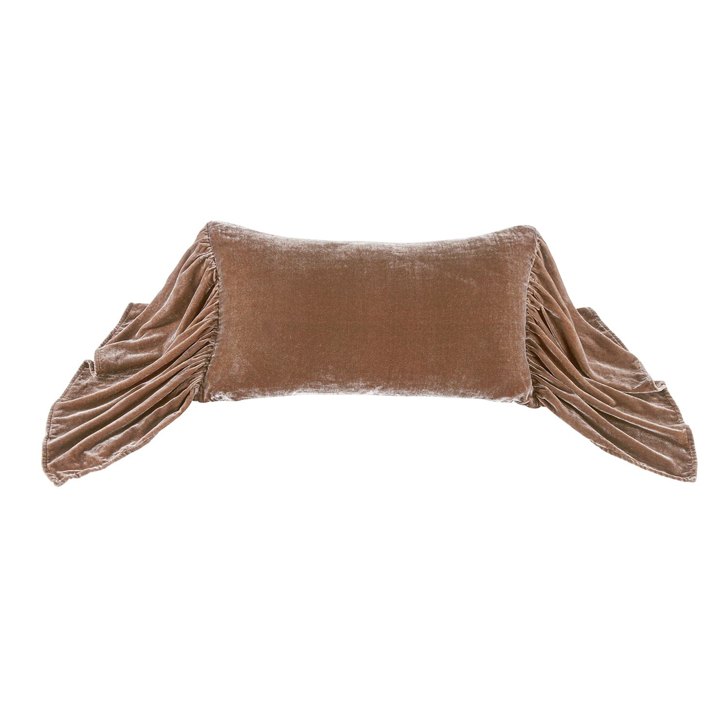 Luxury Stella Faux Silk Velvet Long Ruffled Pillow - Elegant Home Decor for Sofa, Bed & Living Room - Soft Decorative Throw Pillow for Modern Interior Design