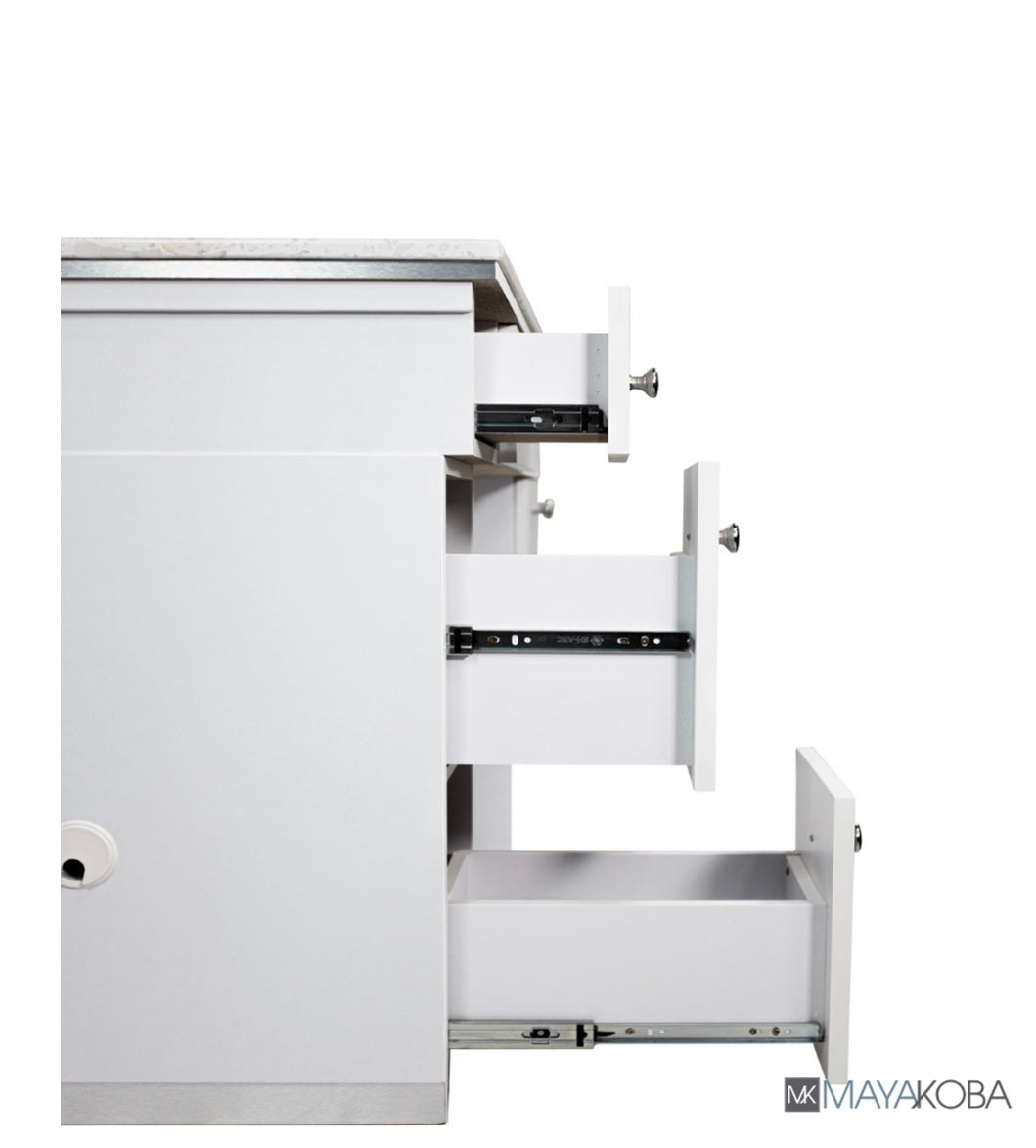 Professional Napa Manicure Table in White & Silver - Portable Nail Salon Table for Home & Spa Use - Perfect for Manicures, Pedicures, and Nail Art Services
