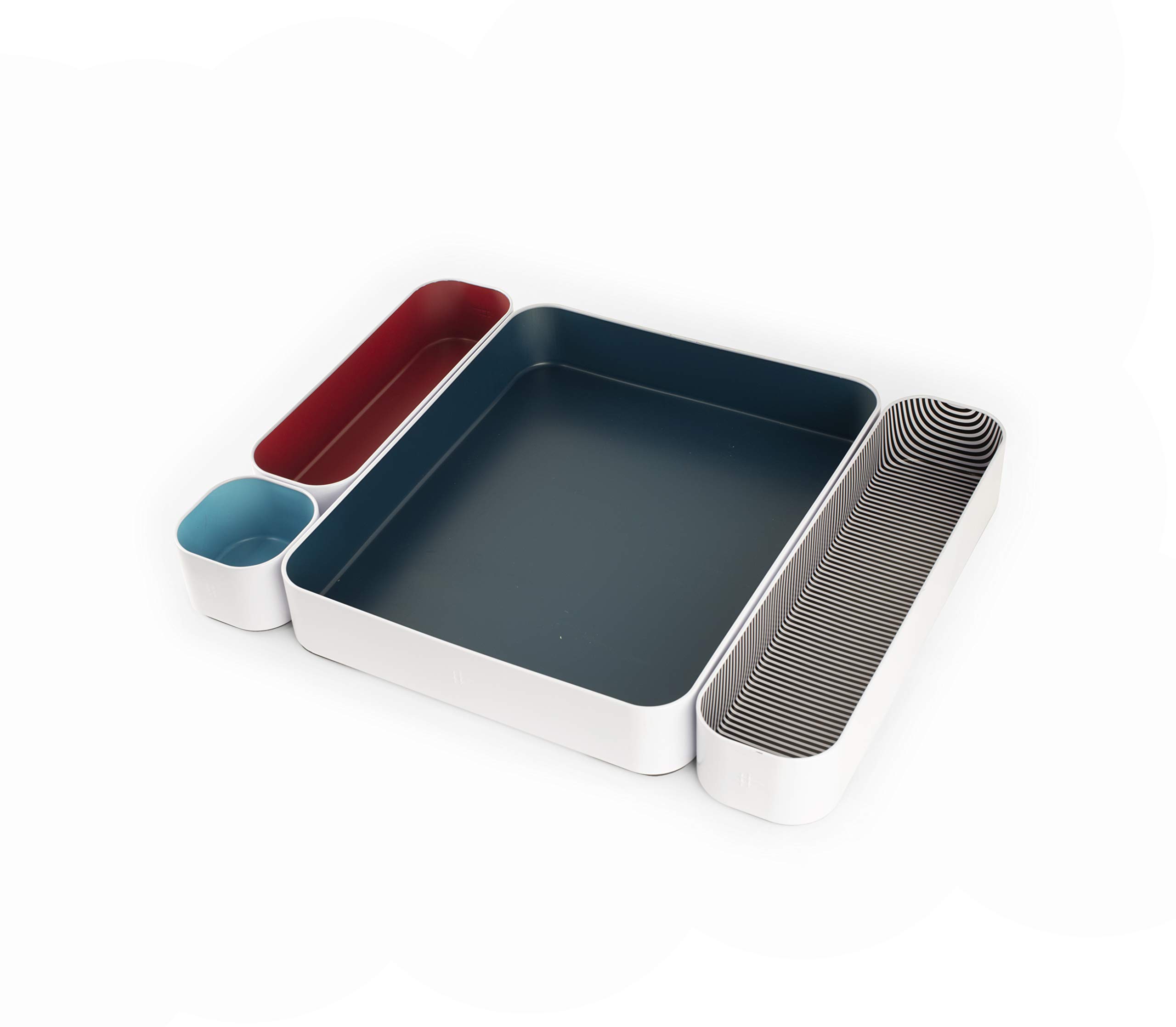 4-Piece Shallow Metal Organizer Tray Set for Makeup, Office Supplies & Kitchen Utensils - 2