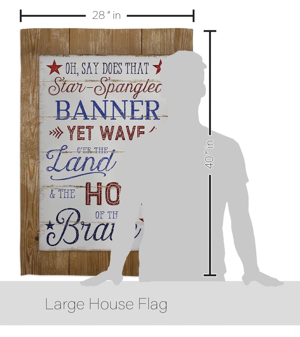 Patriotic Americana House Flag Set 28x40in w/Flagpole for Outdoor Decor