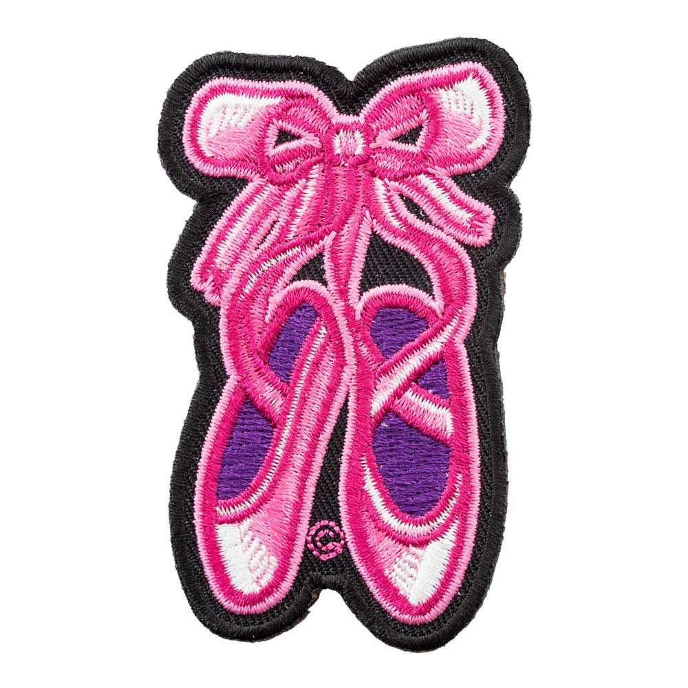 PatchStop Ballet Shoes Pink Iron-On Patches for Clothing & Jeans - 1.75x3in Small DIY Sew-On Embroidered Patches for Jackets, Bags, Costumes - Theater Dance Decorations | Perfect for Dance Recitals, Costume Parties & DIY Fashion Projects