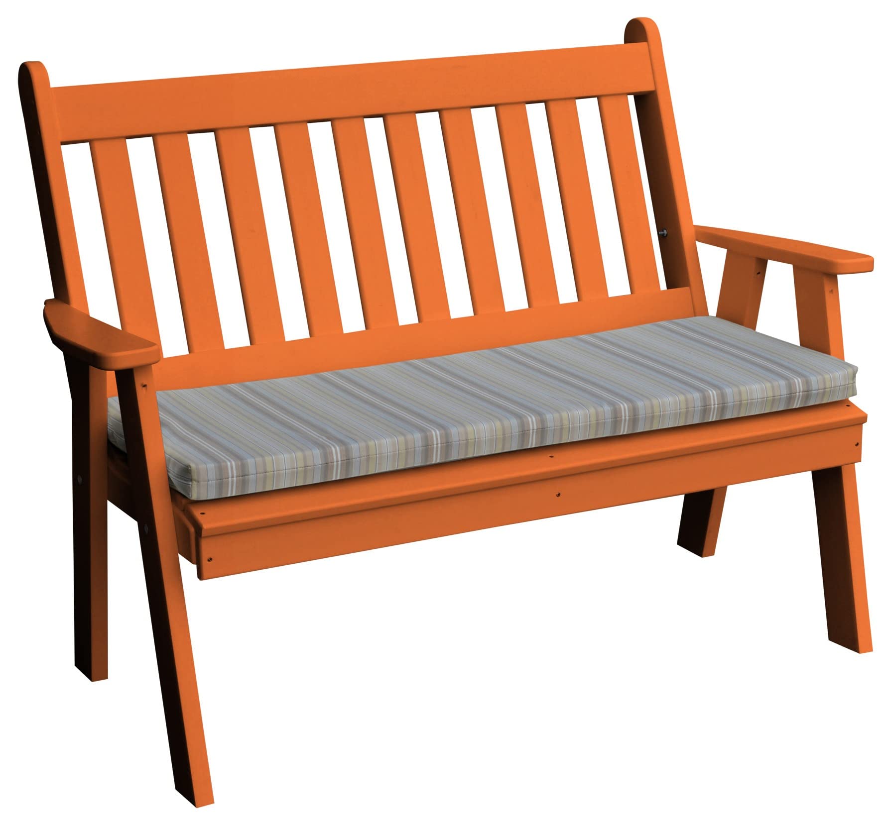5' Poly Traditional English Garden Bench - Durable Outdoor Furniture for Patio, Garden & Backyard - Orange - Furniture Barn USA
