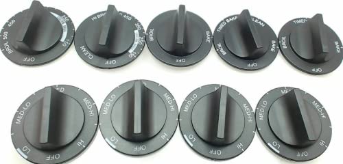 814362 Electric Range Control Knob Set of 9 - Compatible with Whirlpool Electric Range Burner & Oven - Replaces AP3139541, 330169, AH389194 - Perfect for Stove Temperature Control & Appliance Repair