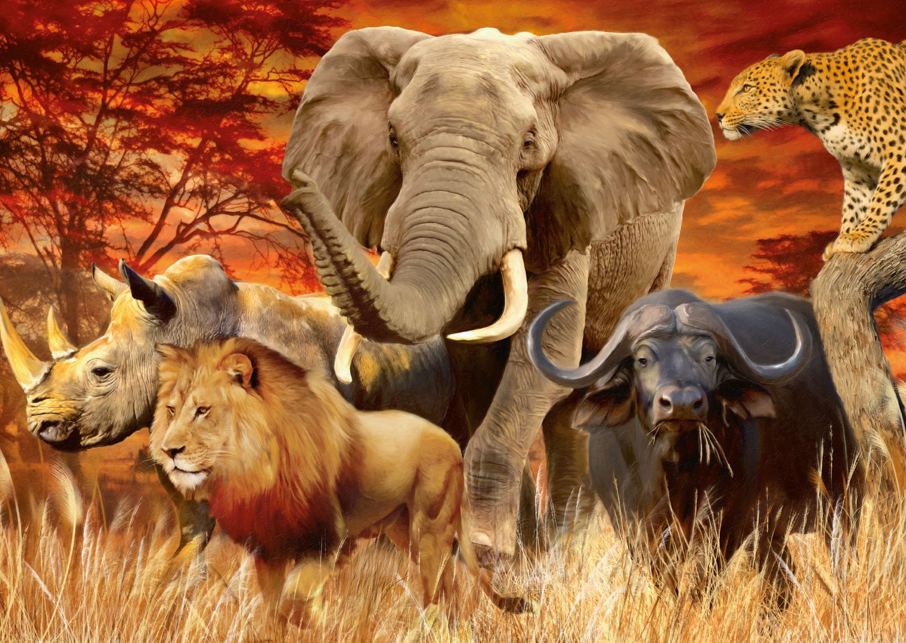 Ravensburger 19143 The Big Five 1000-Piece Jigsaw Puzzle for Adults - African Wildlife Safari Scene, Perfect for Family Game Night & Home Decor