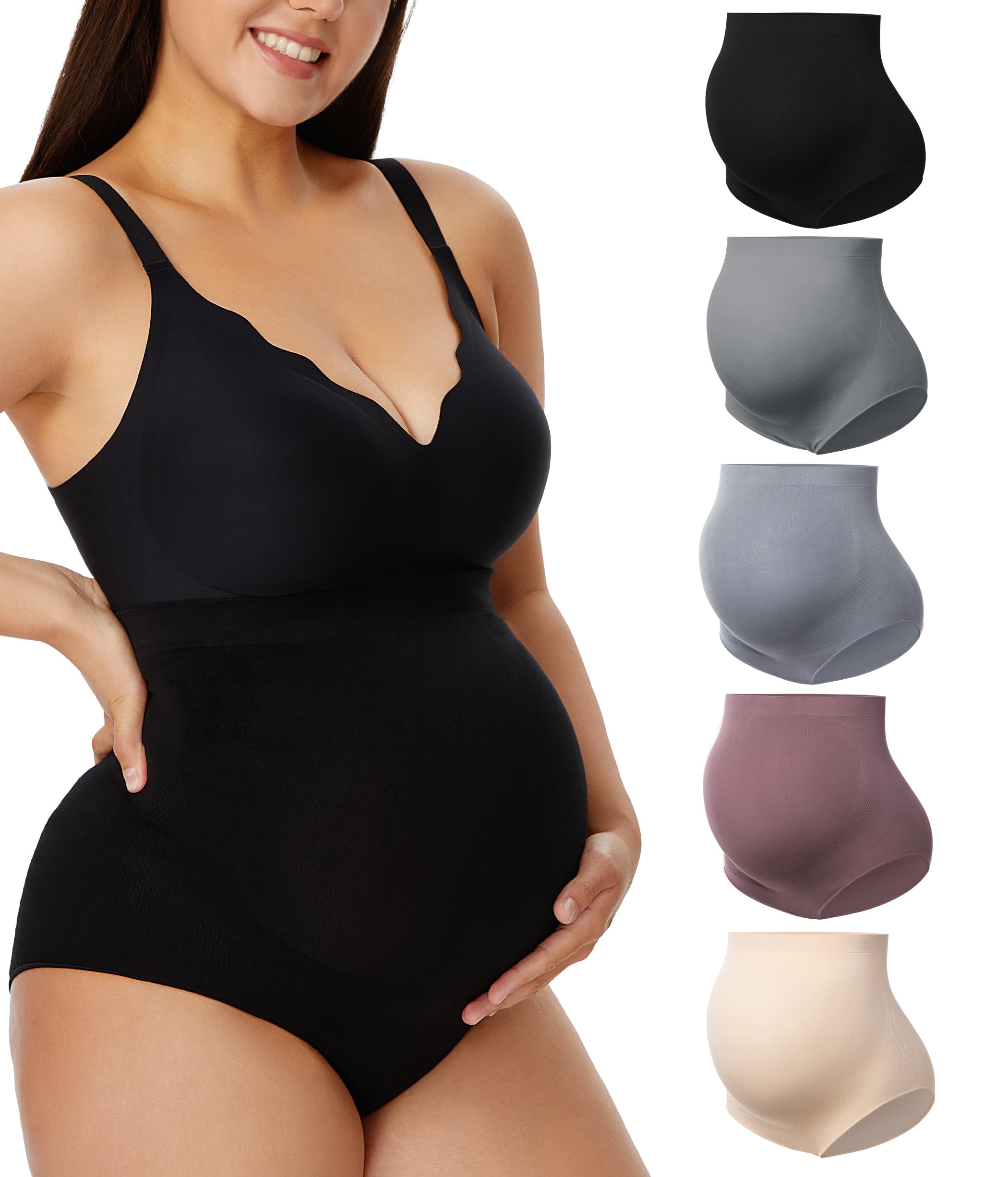 Angelhood Maternity Underwear Over Bump - Seamless Pregnancy Support Panties for Plus Size Women, 3-Pack Soft Cotton Under Bump Panties for Comfort & Belly Support - Perfect for Work, Sleep & Everyday Wear