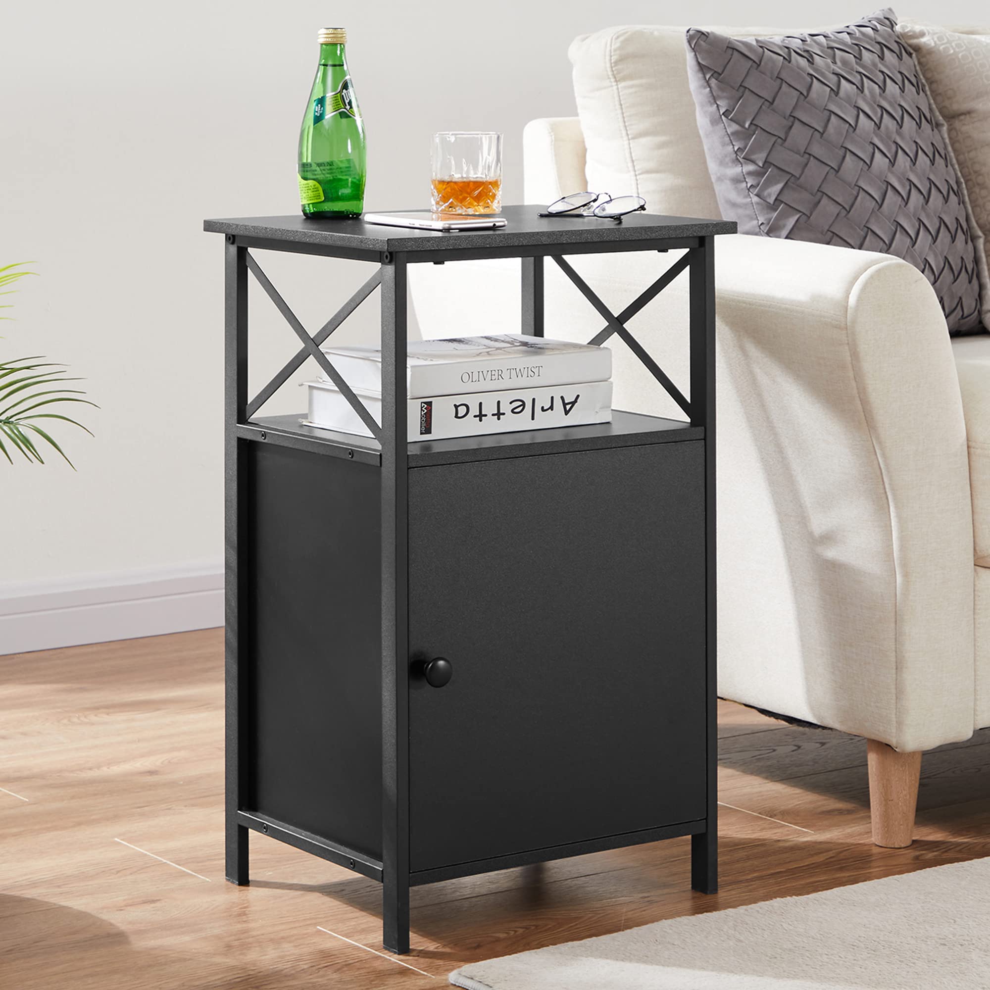 VECELO Modern Nightstand with Storage Drawer - 15.7