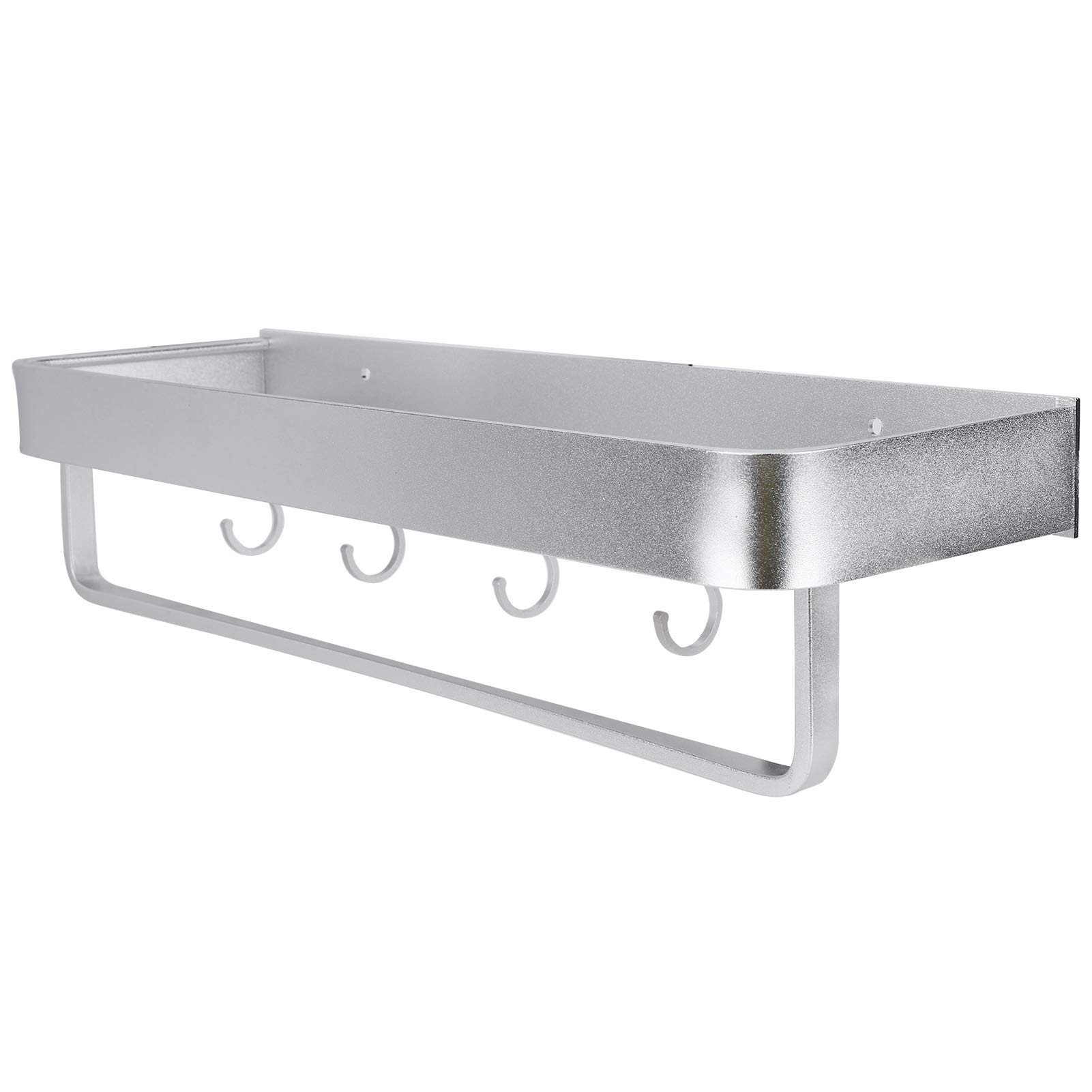 Durable Aluminum Shower Shelf - 40cm Wall Mounted Bathroom Organizer with Hook & Rod for Hotel, Kitchen, and Home Use - Perfect for Storing Toiletries, Sponges, and Cleaning Supplies