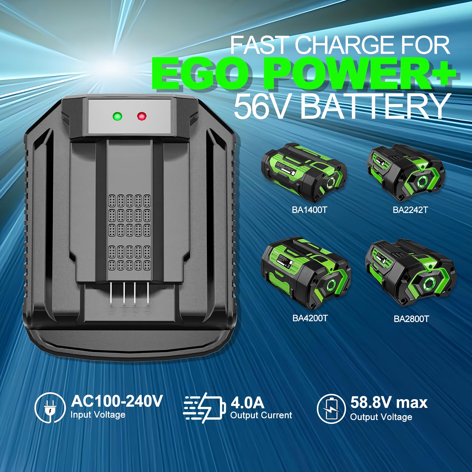 EGO Power+ 56V Battery Rapid Charger Replacement for CH2100 - Fast Charging for EGO Power+ Tools (Perfect for Lawn Mowers, String Trimmers & Outdoor Power Equipment)