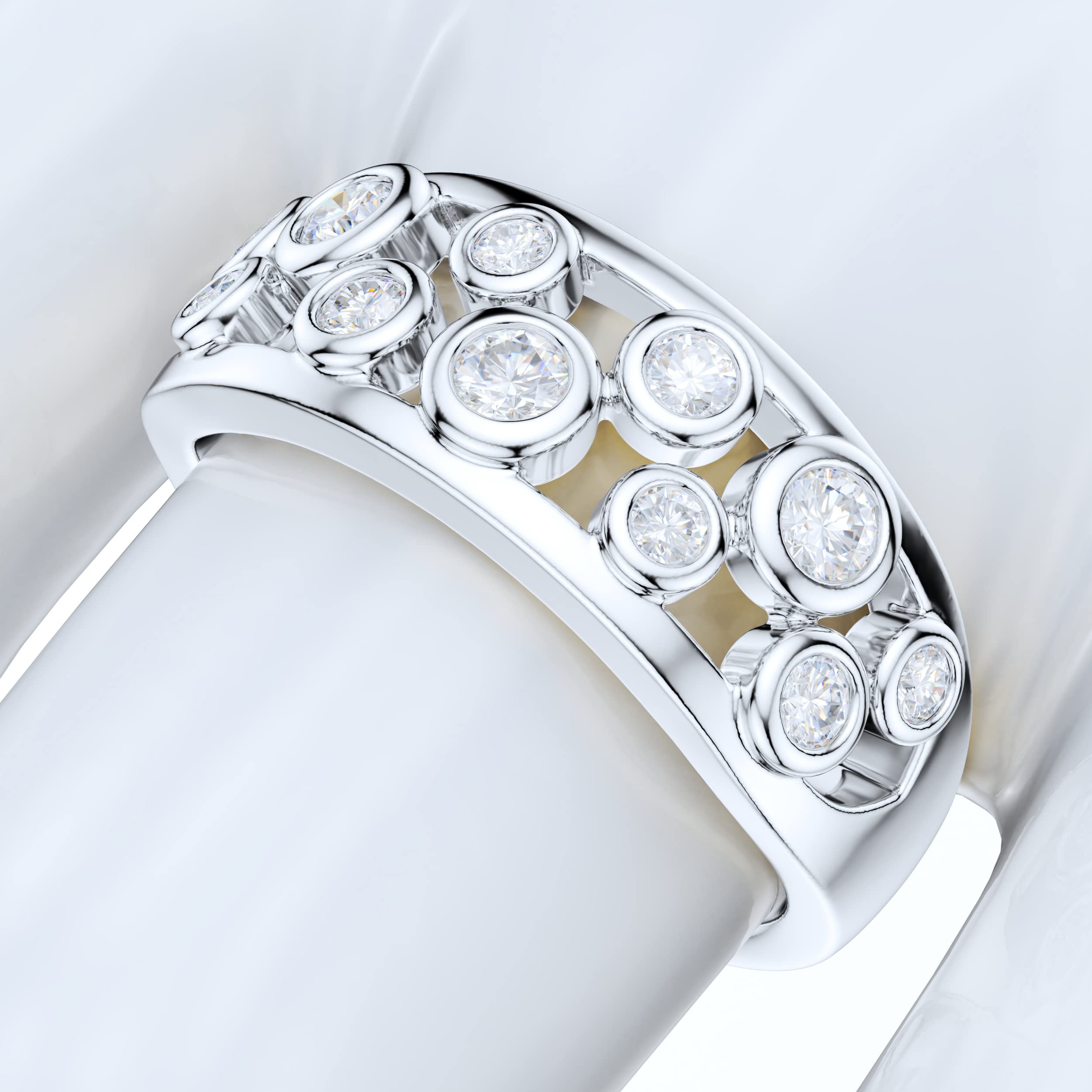 Sterling Silver Split Shank Bubble Ring with Simulated Diamond or Genuine Moissanite - Elegant Wedding Band for Women, Perfect for Engagement, Anniversary & Special Occasions