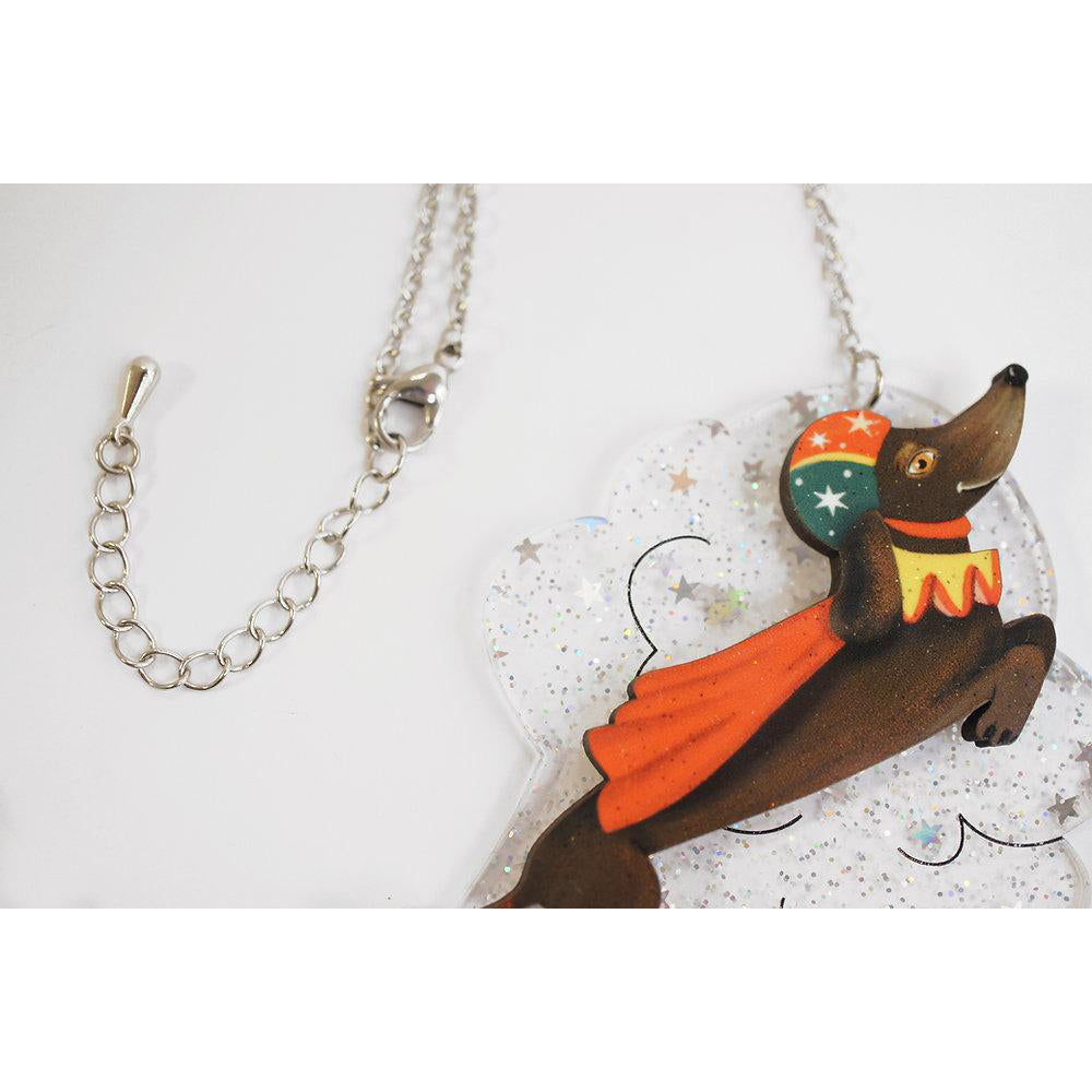 Laliblue Sterling Silver Bullet Dachshund Necklace & Brooch Set - Elegant Dog Lover Jewelry for Women, Perfect Gift for Pet Owners & Dachshund Enthusiasts - Ideal for Casual Wear, Special Occasions & Animal-Themed Parties