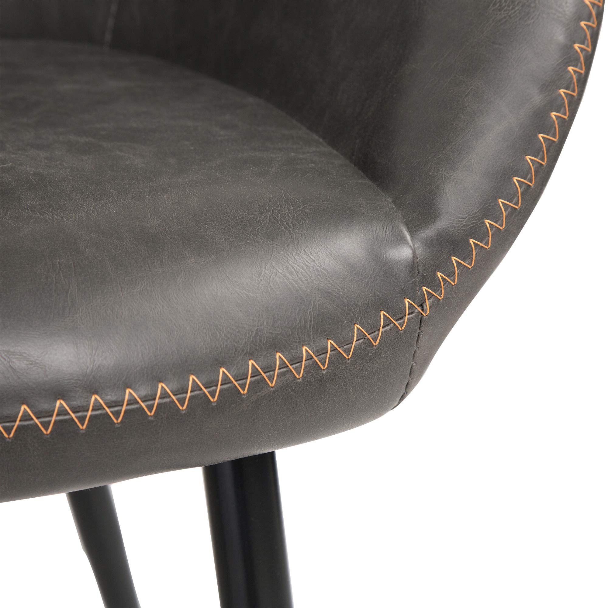 Glitzhome Mid-Century Modern Leatherette Dining Chairs - Set of 2, Gray | Stylish & Comfortable Seating for Kitchen, Dining Room & Office | Perfect for Small Spaces & Modern Home Decor