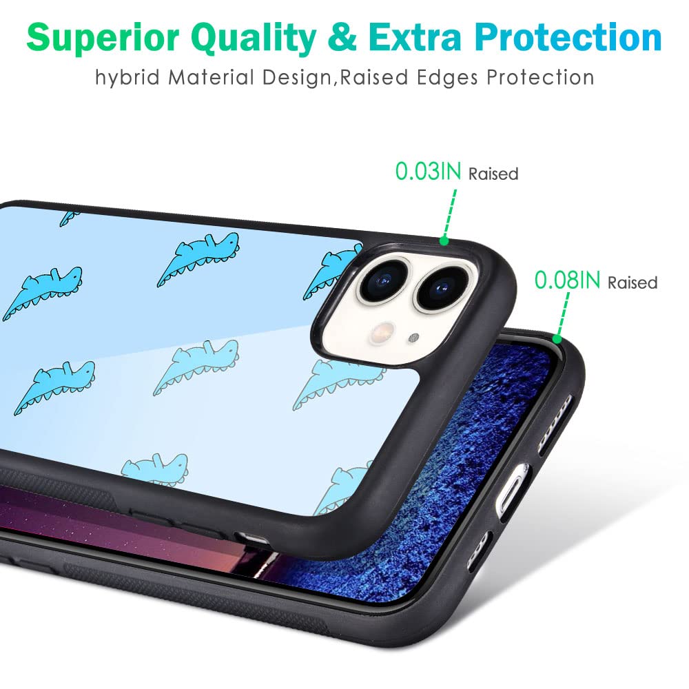 MAYCARI iPhone 11 Pro Case - Blue Dinosaur Cute Pattern Design, Hard Back with Soft TPU Bumper Shockproof Protective Cover for Women Girls | Perfect for School, Work & Daily Use