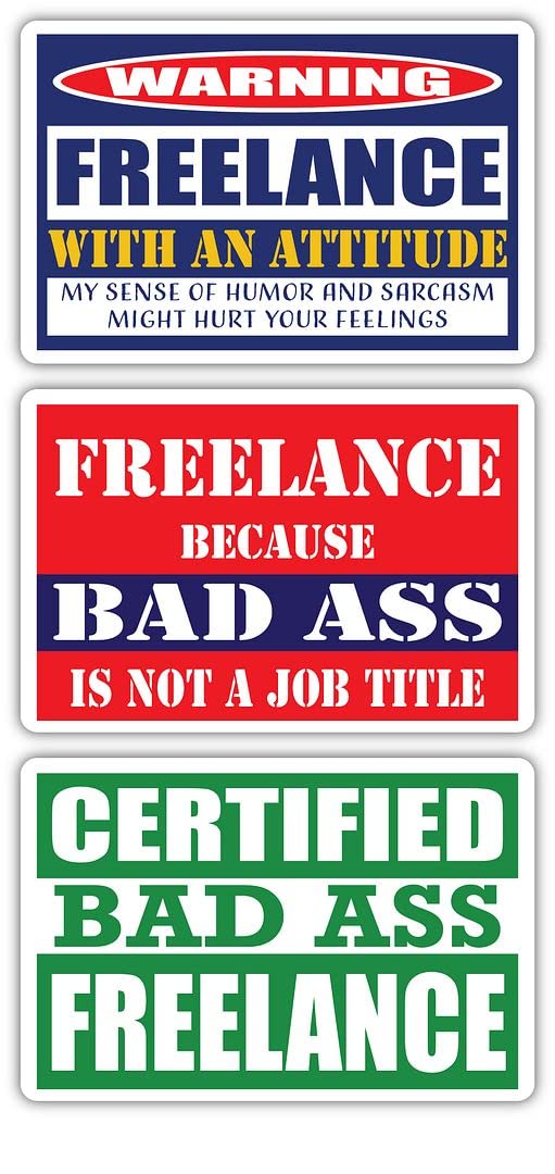Certified Bad Ass Freelance Attitude Stickers (3-Pack) - Funny Job Career Gift - Durable 3M Vinyl Decals for Laptop, Hard Hat & Window - Perfect for Office Humor, Work Gifts & Personalizing Work Gear