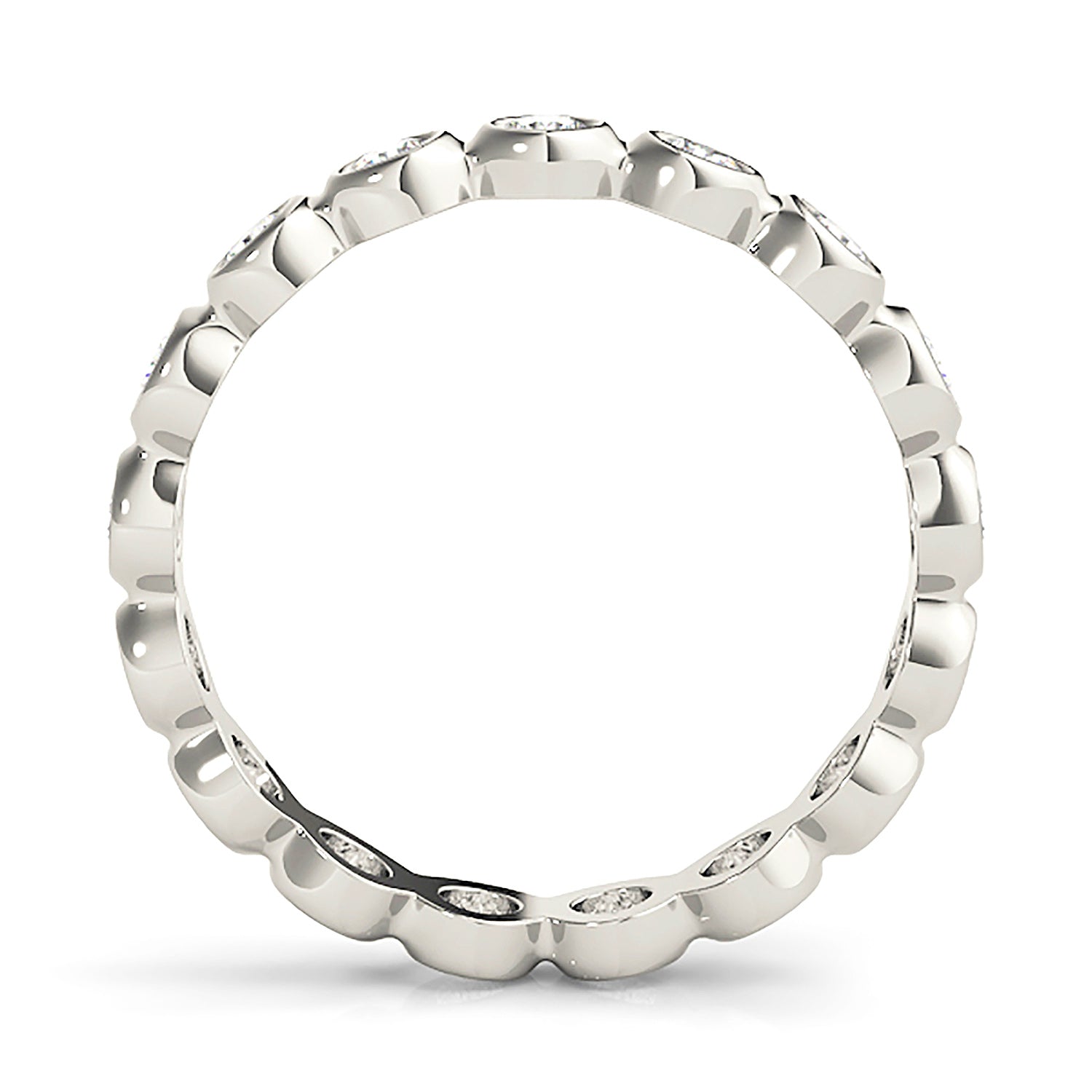0.70 Carat Round Diamond Eternity Band Bezel Set Ring - 14K White Gold Wedding Anniversary Gift for Her, Perfect for Bridal Jewelry & Special Occasions