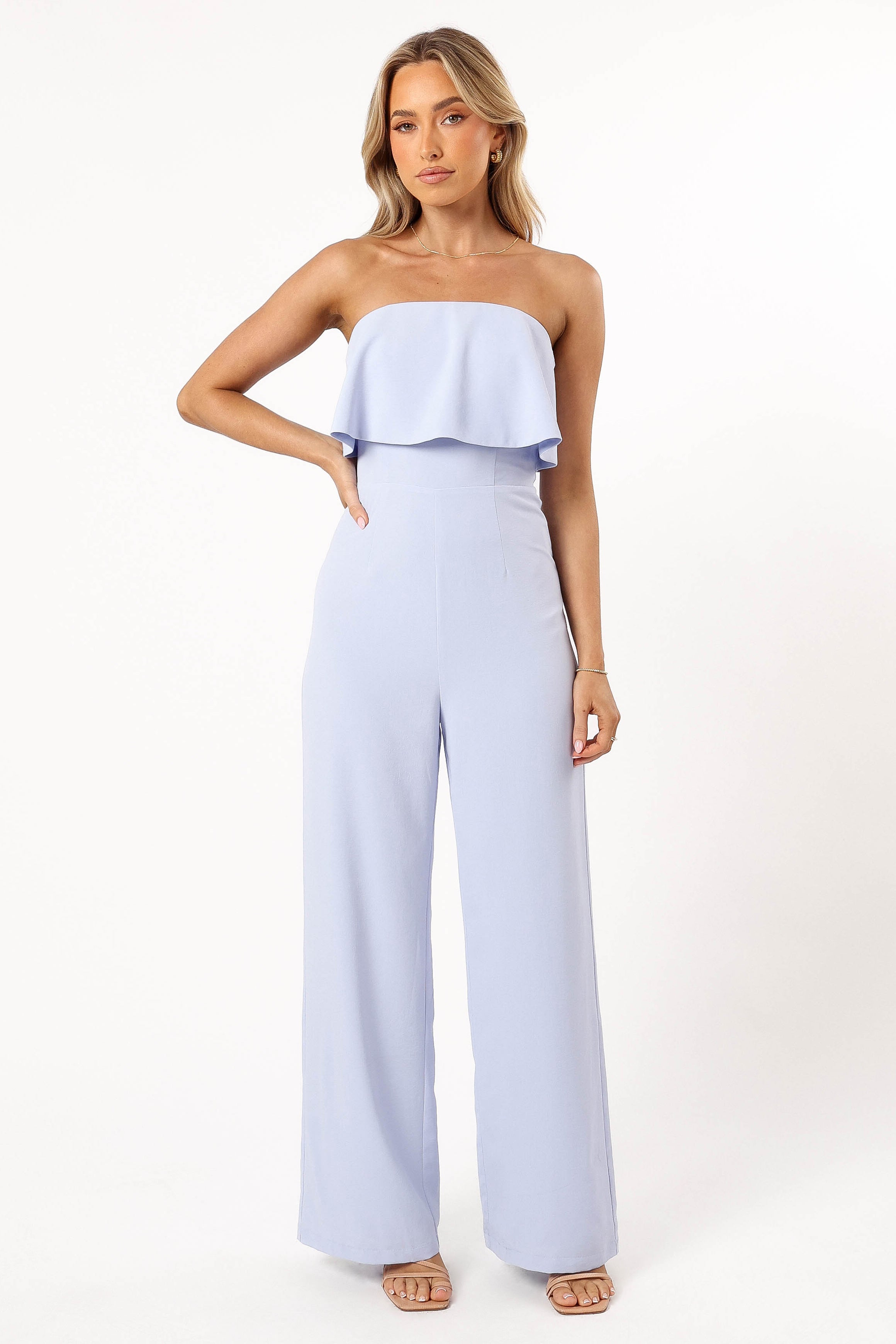 Annabella Strapless Jumpsuit for Women - Elegant Blue Romper, Summer Beach Wedding Outfit, Party Dress, Vacation Wear