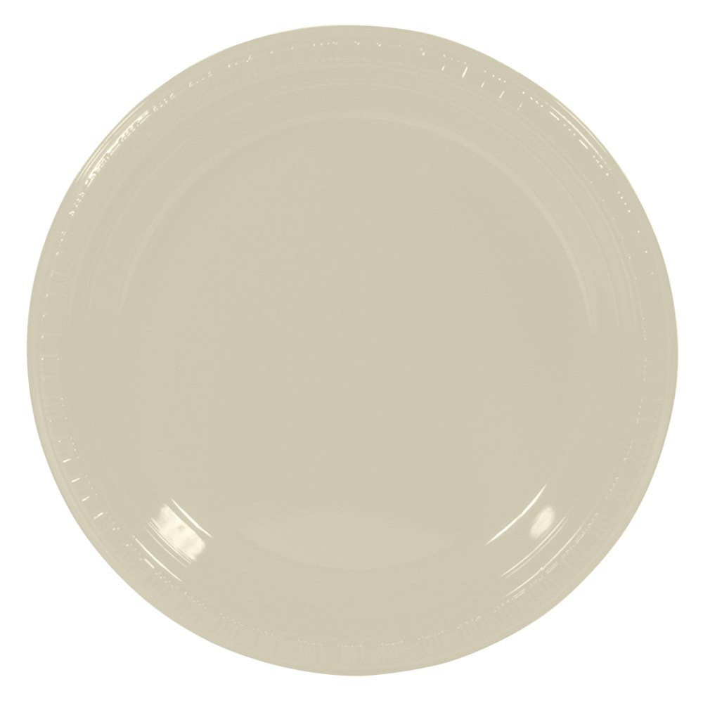 Vanilla Creme 7 Inch Plastic Plates - Pack of 20 - Elegant Disposable Dinner Plates for Parties, Picnics & Events