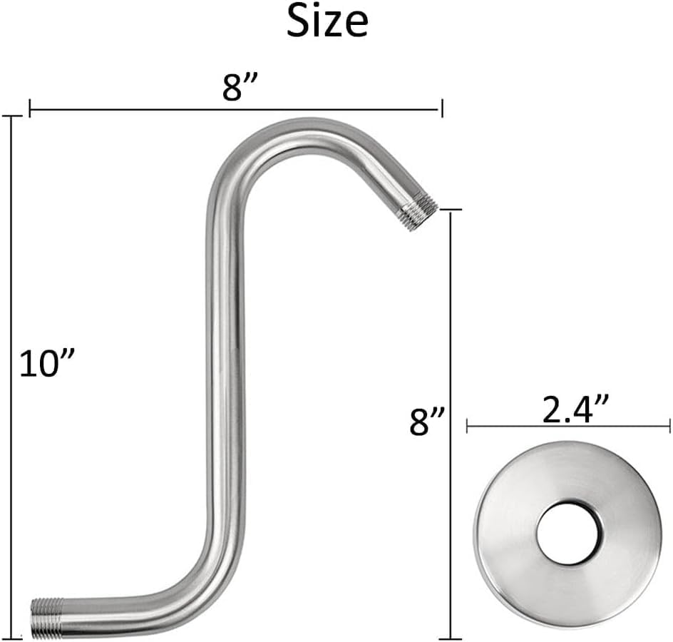 S-Shaped High Rise Shower Arm Extension Pipe - 1/2