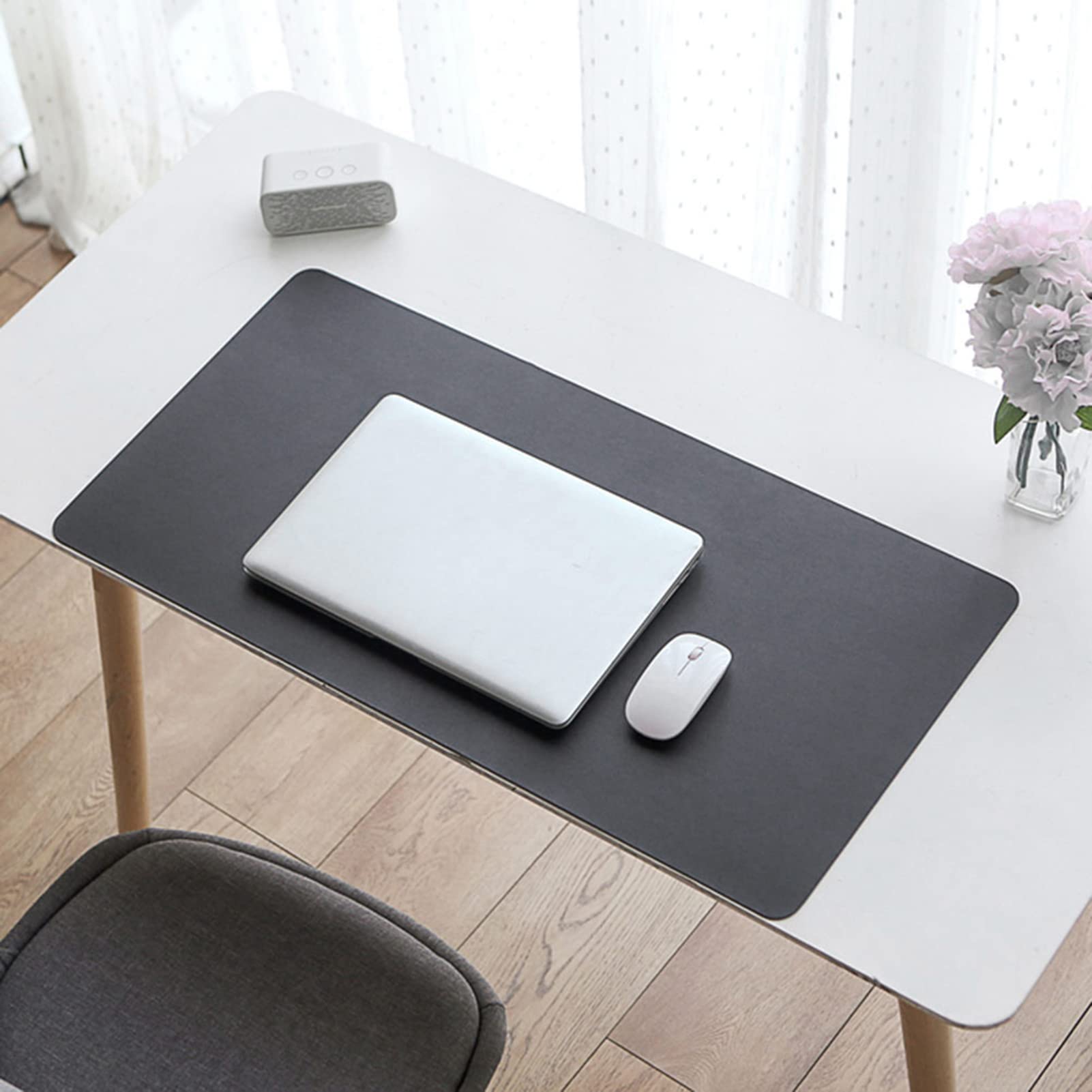 Premium PU Leather Desk Pad & Mouse Mat - Extra Large 80x40cm, Ultra Thin Waterproof Office Desk Protector - Black | Perfect for Gaming, Work & Home Office Setup
