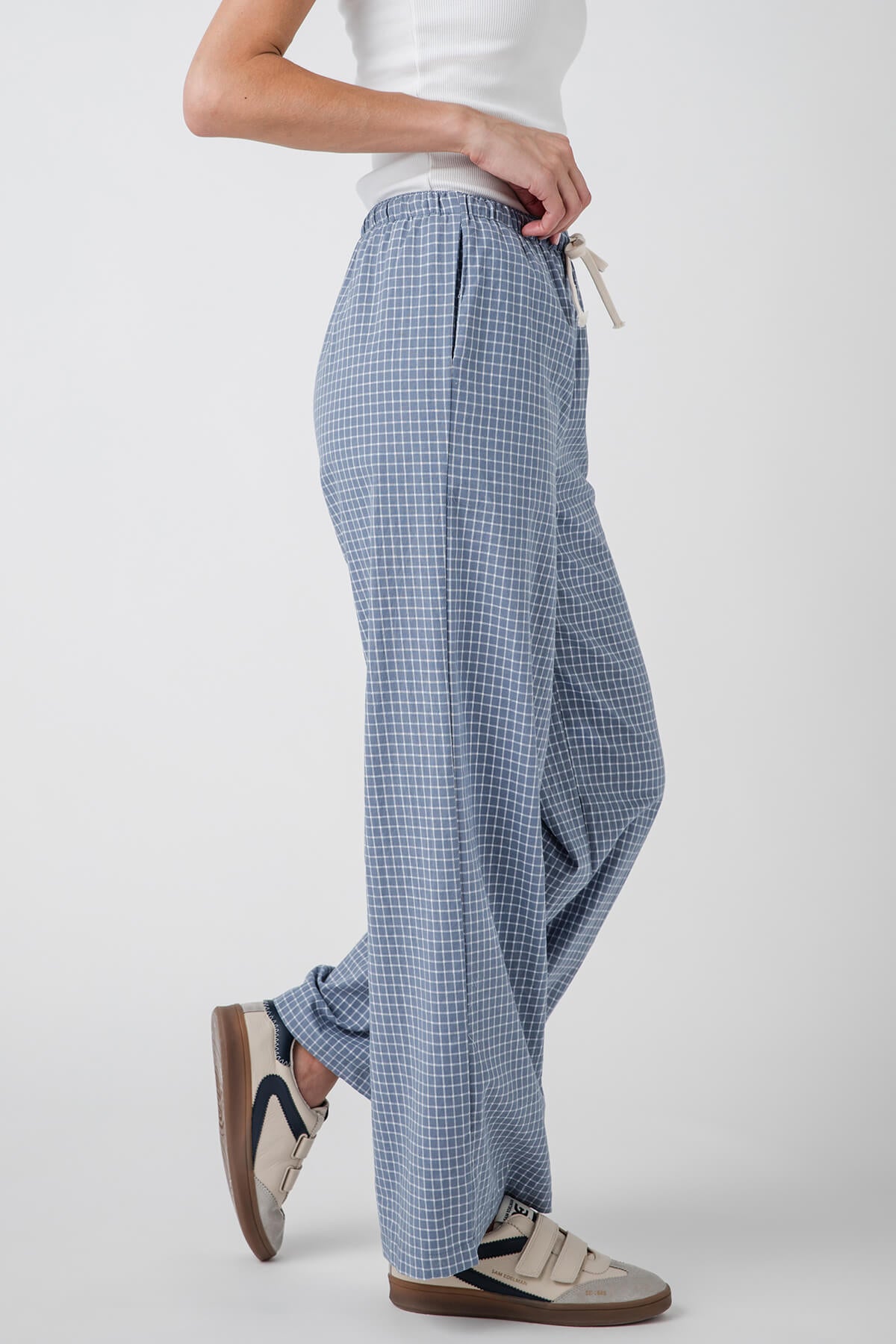 Stylish Buttermelon Drawstring Checkered Pants for Women - Casual Summer Lounge Pants with Elastic Waist - Perfect for Yoga, Travel & Home Comfort