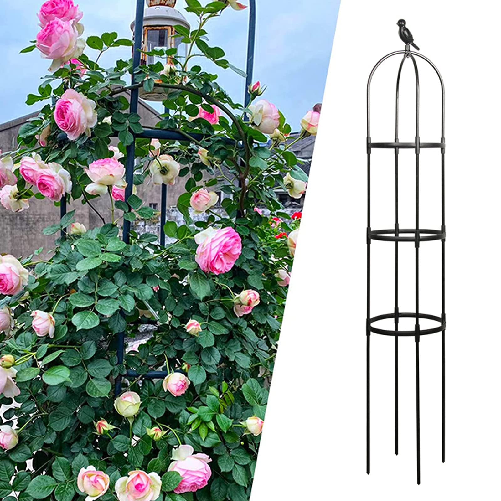 DYZ 5ft Tall Garden Obelisk Trellis for Climbing Plants - Rustproof Plastic Coated Metal Plant Support for Vines, Roses & Flowers - Perfect for Outdoor Gardens, Patios & Vertical Gardening