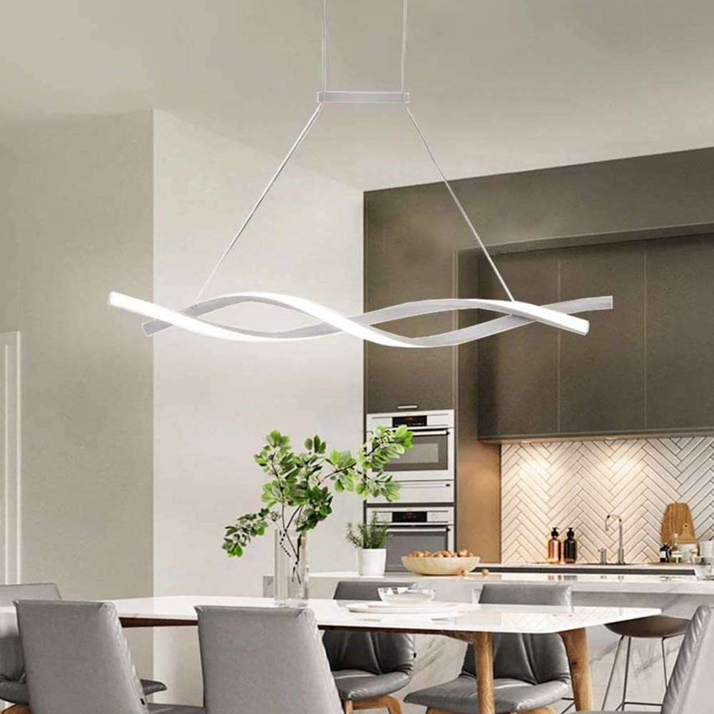 Modern LED Chandelier Light with Remote Control - Dimmable 3000K~6500K, Adjustable Hanging Ceiling Lamp for Dining Room, Living Room, Bedroom, Kitchen & Study | Flush Mount Pendant Lighting for Home Decor & Ambient Lighting