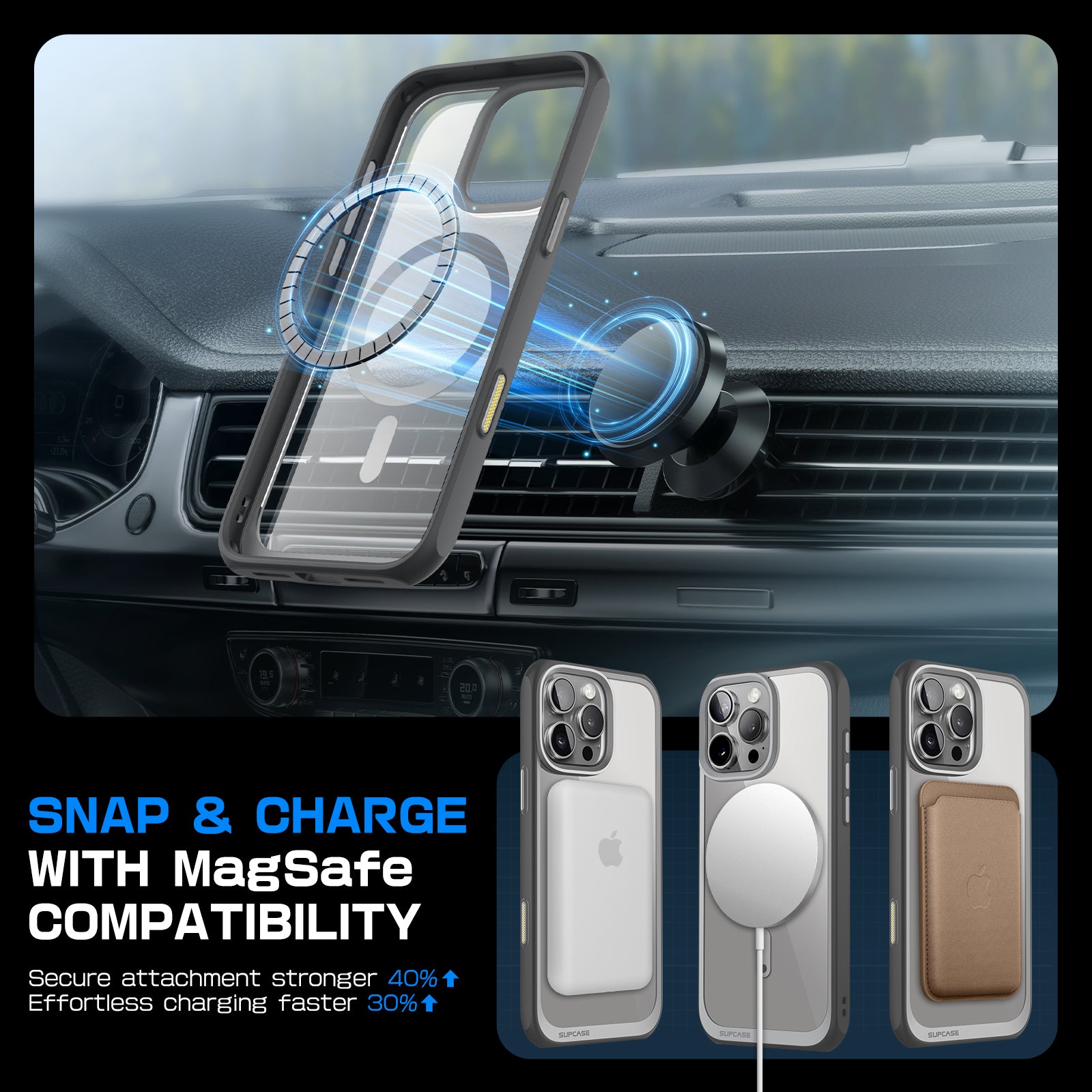 iPhone 16 Pro Max Case - 6.9 Inch Unicorn Beetle MAG Slim Clear Protective Cover with MagSafe & Camera Control Button - Shockproof Gray Phone Case for Work, Travel & Outdoor Activities