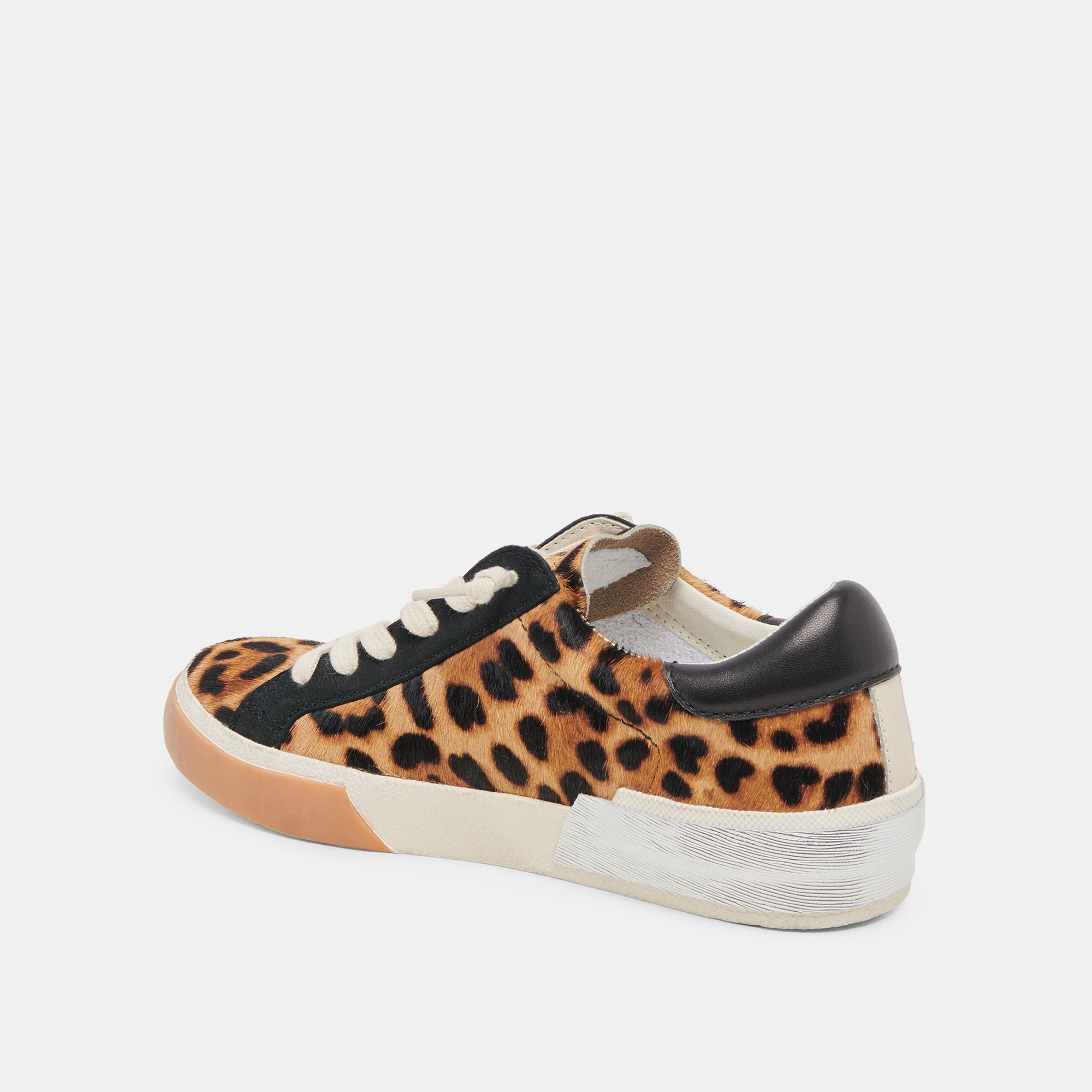 ZINA Women's Fashion Sneakers - Leopard Print Black Calf Hair Slip-On Shoes for Casual Wear, Walking & Everyday Comfort