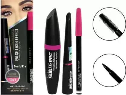 SmieTrz 3-in-1 Kajal, Eyeliner & Mascara Combo Pack - Waterproof Eye Makeup Set for Dramatic Look | Perfect for Daily Use, Parties & Special Occasions