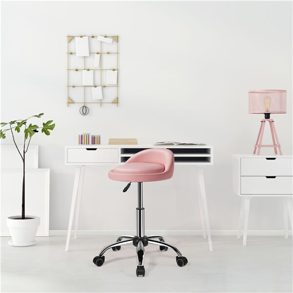 Yaheetech Adjustable Rolling Salon Stool with Backrest - Ergonomic Hairdressing Chair for Barbershops & Salons, Perfect for Styling, Cutting, and Makeup Application