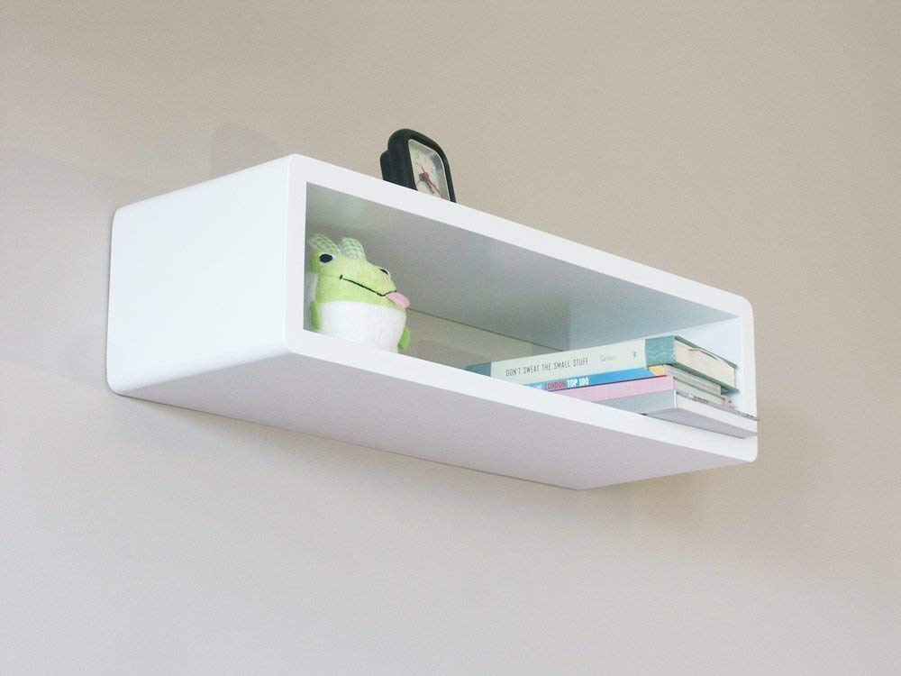 Modern Floating Wall Shelf - Minimalist Slim Wall Mounted Cube Shelf for Living Room, Bedroom, Bathroom & Office Storage | Rustic Wood Wall Cabinet for Home Decor & Organization
