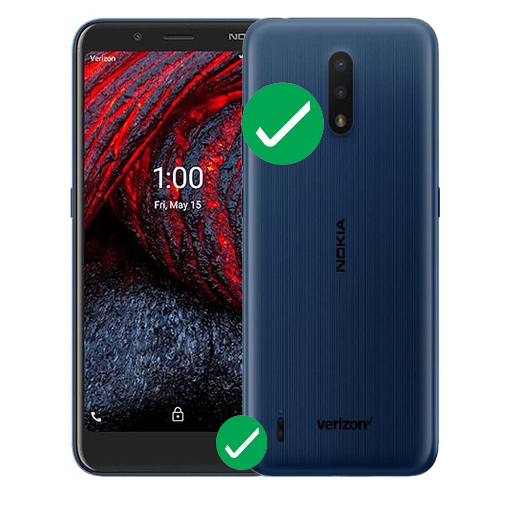 Pouch Case for Nokia 2V-Tella/Verizon 2V-Tella - Holster Pouch, Car Mount & 3in1 Ring Phone Stand - Horizontal Canvas Pouch with Belt Clip Loop (Navy) - Perfect for Work, Travel & Outdoor Activities