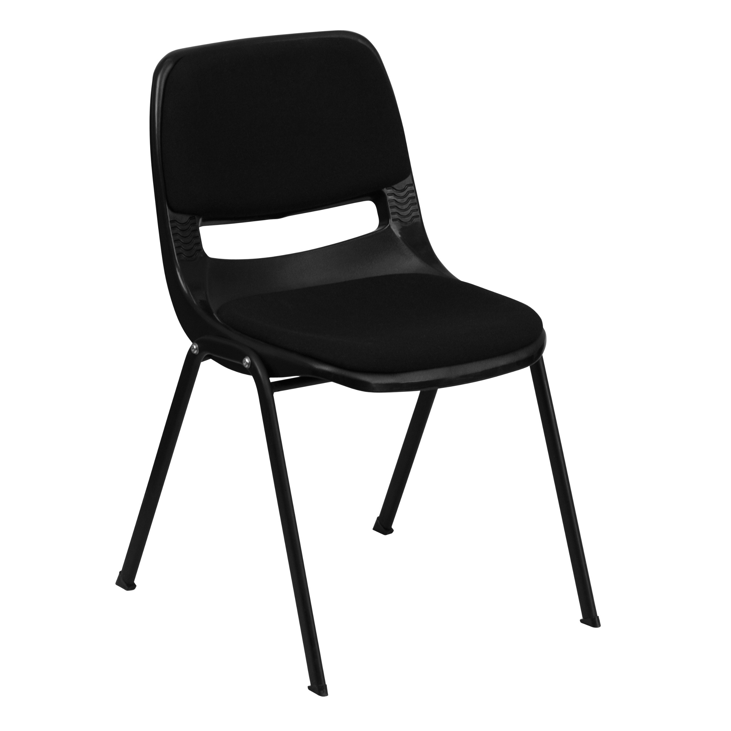 EMMA + OLIVER Black Padded Ergonomic Shell Student Stacking Chair - Comfortable Classroom Chair, Guest Chair for Home Office, School & Conference Room Use