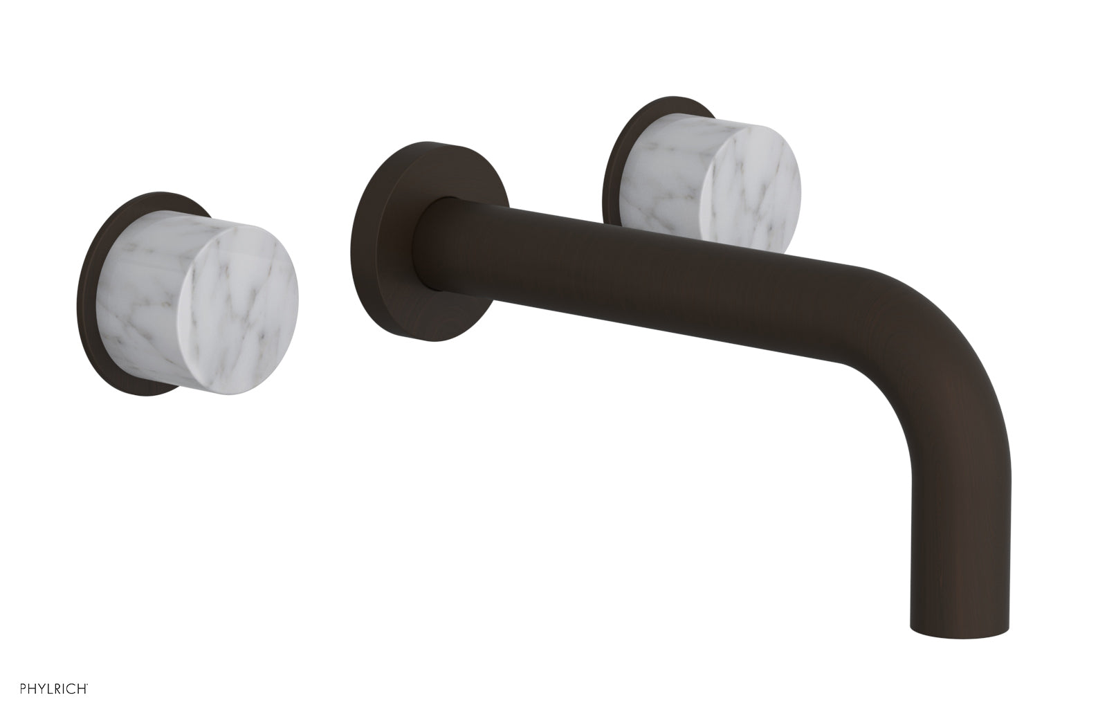 BASIC II Wall Tub Faucet Set with White Marble Handles - 230 58 - Modern Bathroom Sink Faucet for Bathroom Vanity, Powder Room & Guest Bath Installation