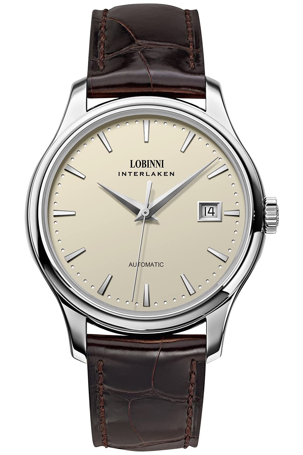 LOBINNI Men's Automatic Mechanical Watch - Stainless Steel Case, Date Display, Analog Dial - Stylish Casual Wristwatch for Men | Perfect for Office, Business Meetings & Everyday Wear
