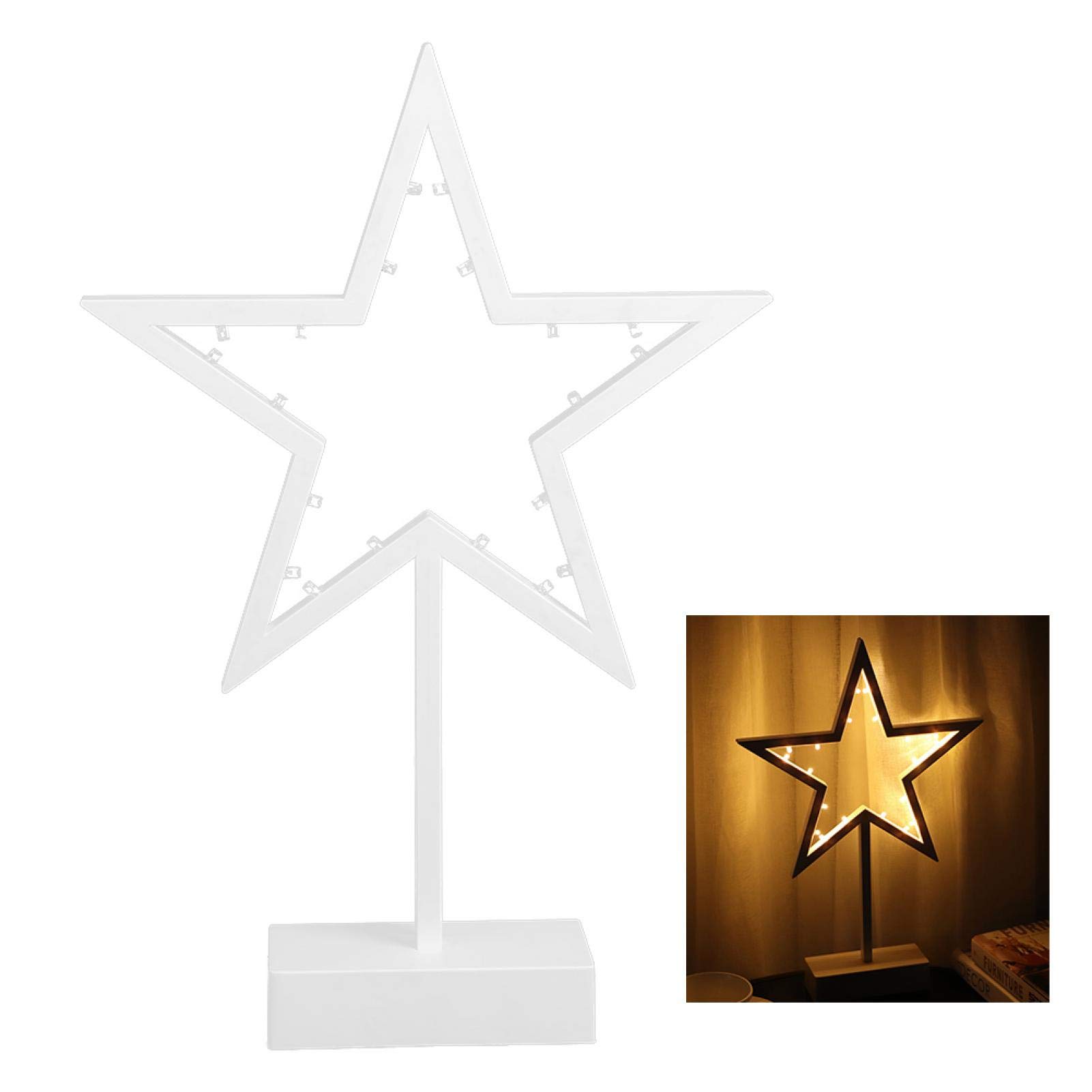 Battery Powered LED Table Lamp - Star Shape Night Light for Bedroom, Desk, Christmas Decoration | Portable Bedside Lamp, Home Decor Gift for Kids & Adults | Perfect for Night Reading, Nursery, Holiday Decor