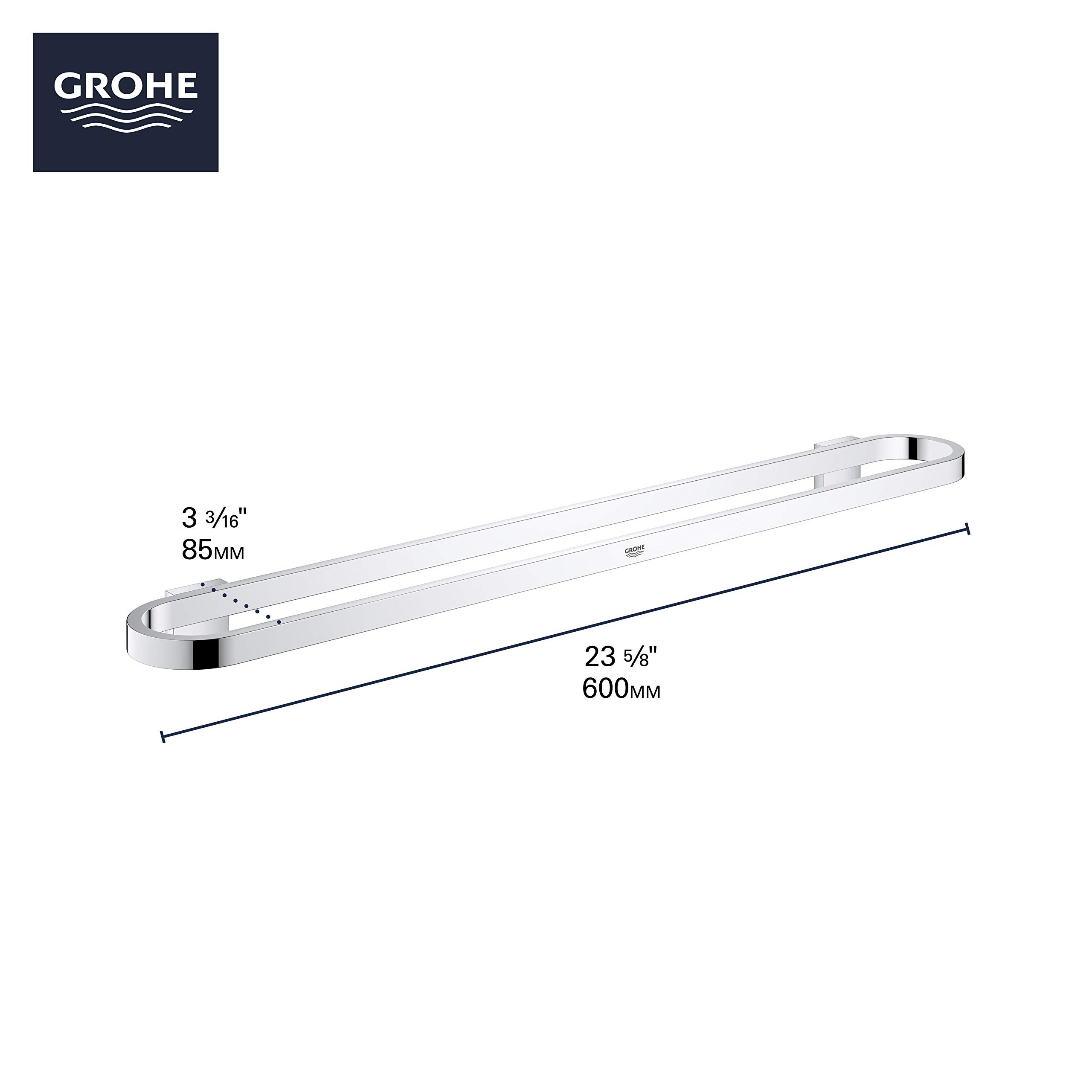 GROWE 41056000 Chrome Selection Towel Bar - Premium Bathroom Accessory for Modern Homes, Perfect for Towel Storage & Bathroom Organization