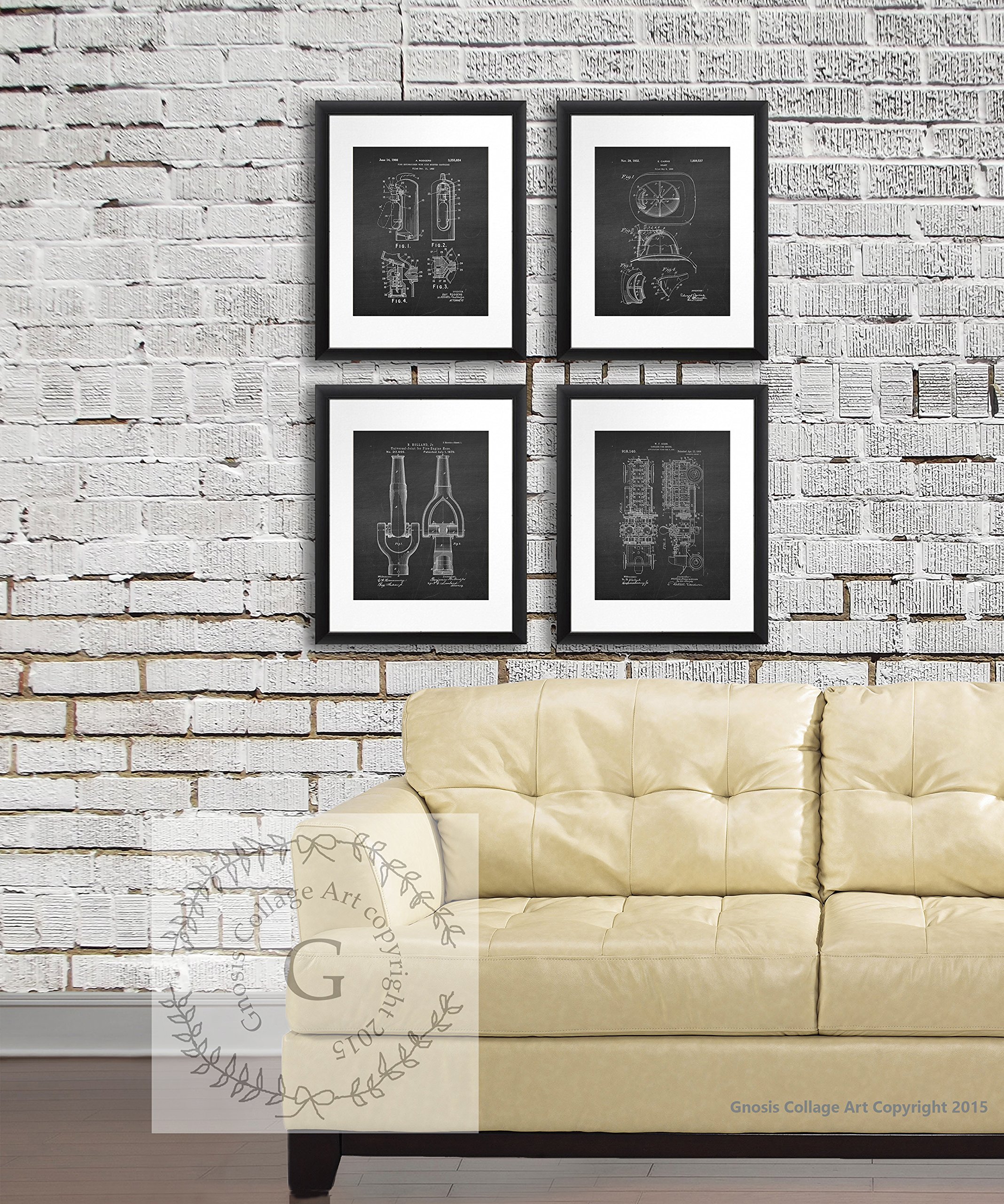 Firefighter Posters Set of 4 - Unframed Fire Department Wall Art Decor for Boys Room & Fire Station Theme - Perfect for Home, Office & Classroom Decor