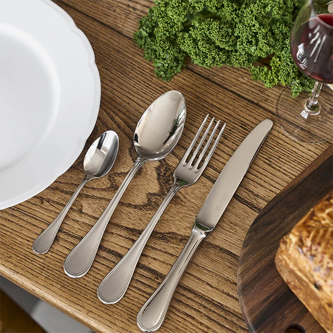 Guy Degrenne Verlaine Mirror Flatware Set - 24-Piece Stainless Steel Silverware Box for Formal Dining & Special Occasions
