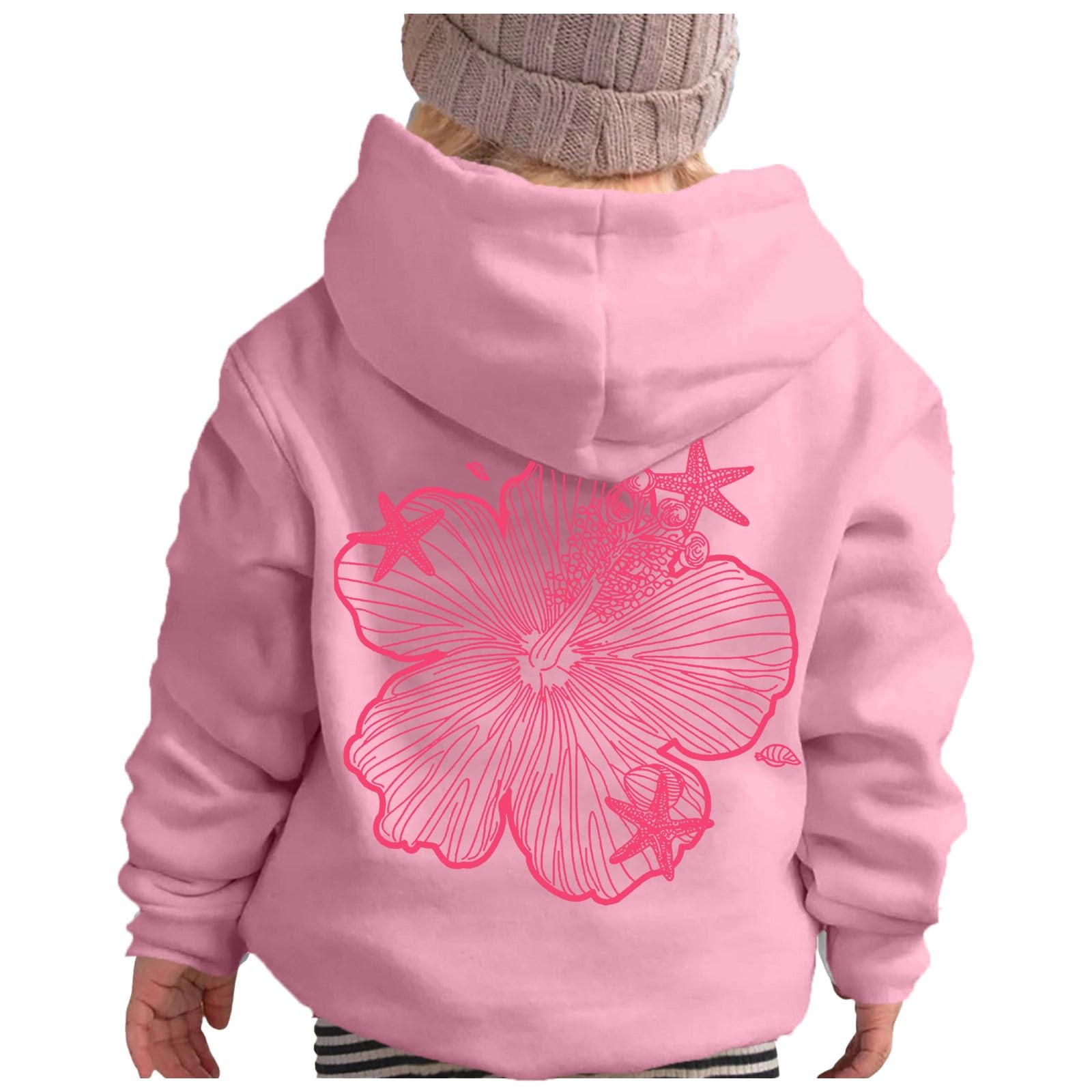 Kids Fleece Hoodie with Pink Pom Puff & Graphic Logo - Warm Winter Pullover for Boys and Girls | Toddler Long Sleeve Sweatshirt for Outdoor Play, School & Holiday Gifts