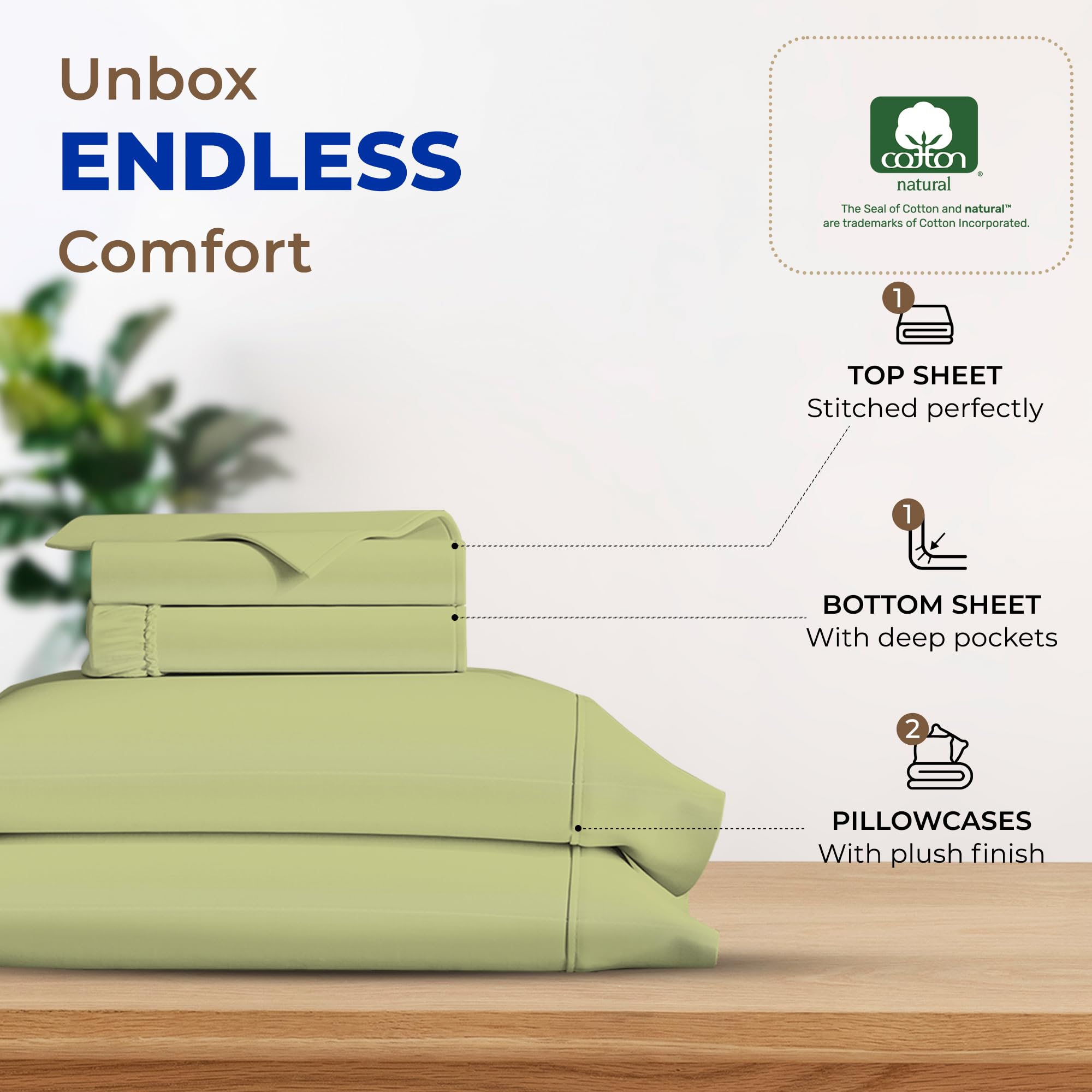 Luxury 600 Thread Count Egyptian Cotton King Size Sheets - 4 Piece Bed Sheet Set with 16